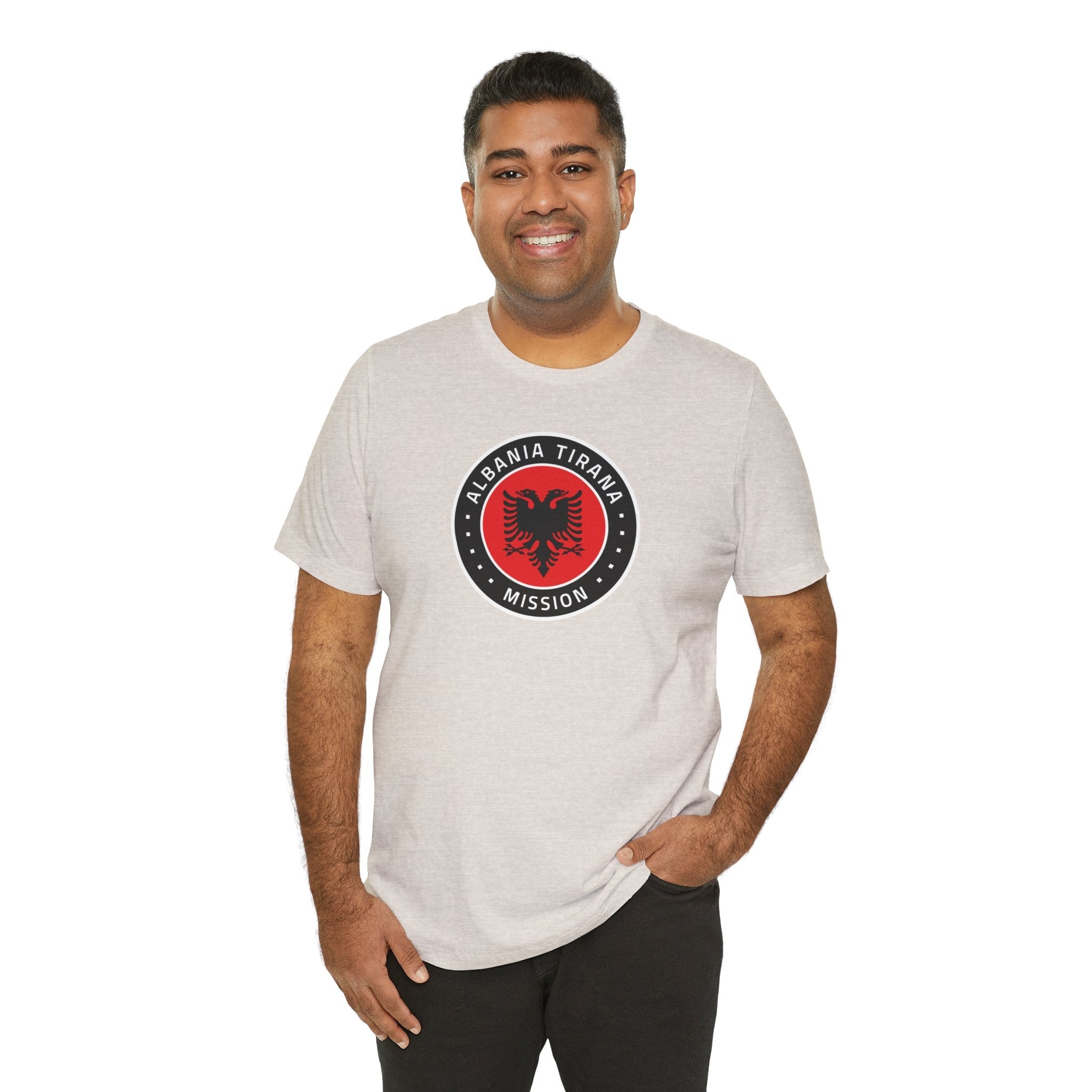Albania Tirana Mission Flag Logo (Black Border) T-shirt - Mission Wishlist - LDS Missionary Gift Store