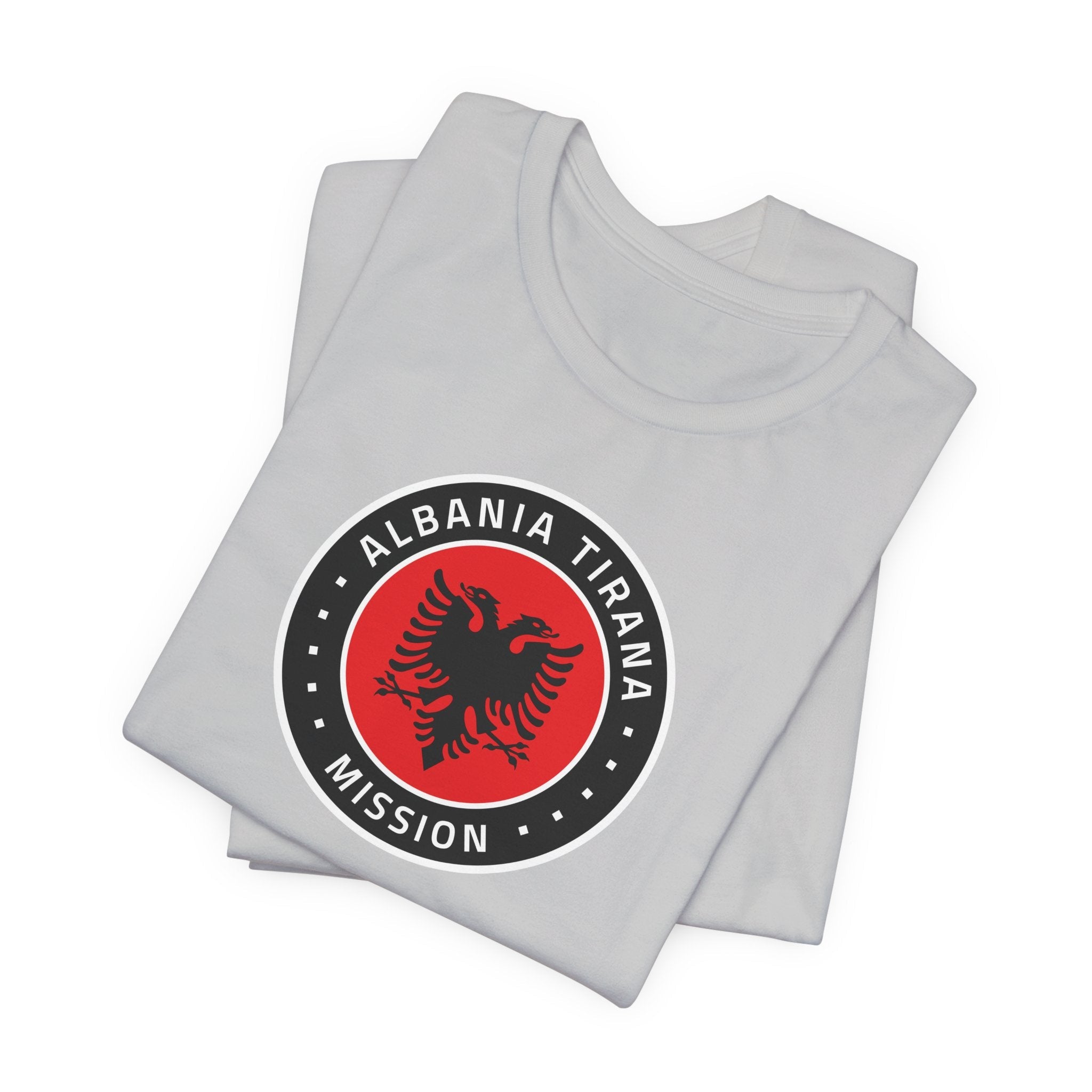 Albania Tirana Mission Flag Logo (Black Border) T-shirt - Mission Wishlist - LDS Missionary Gift Store
