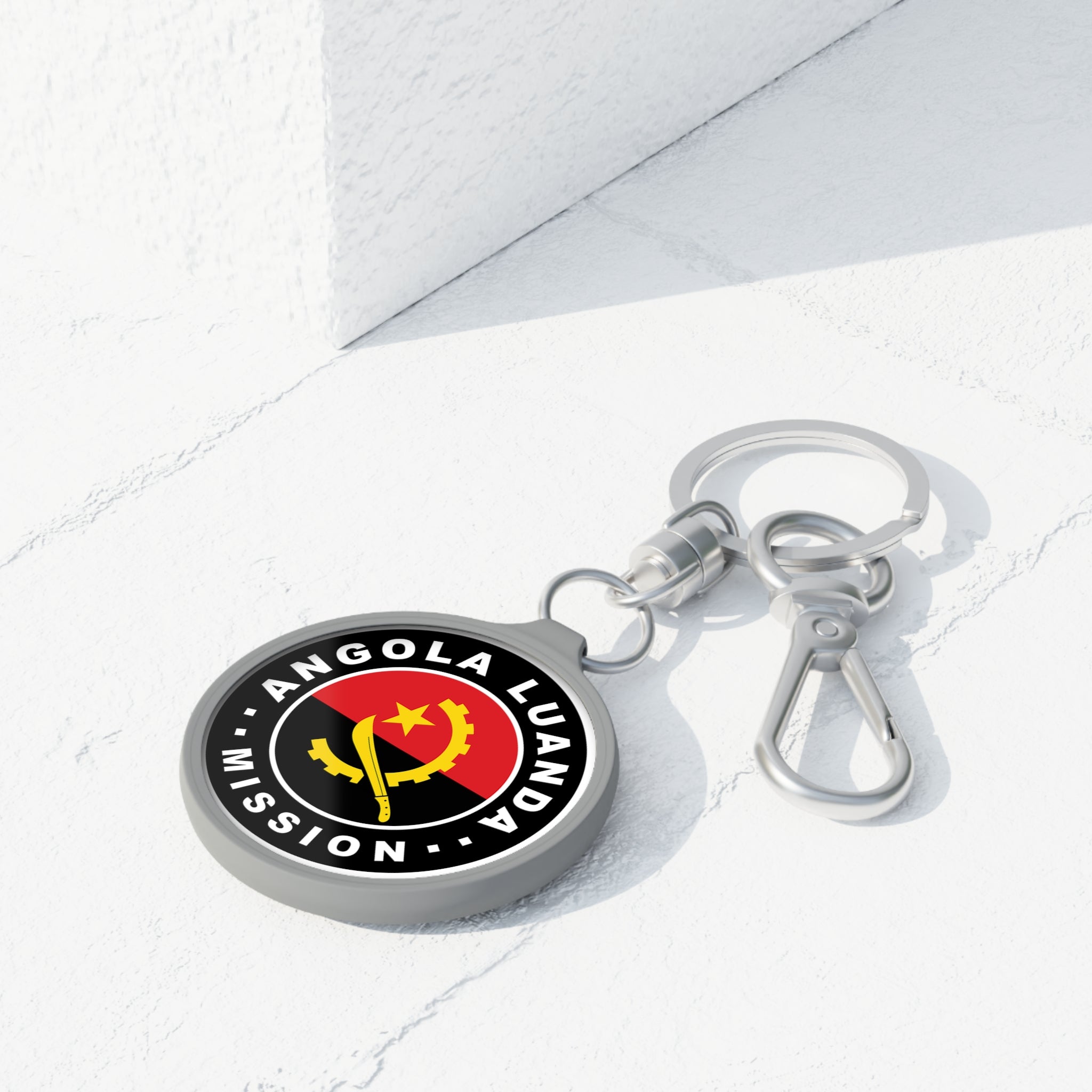 Angola Luanda Mission Circle Flag Key Tag - Latter-Day Saint LDS Missionary Gift - Book of Mormon