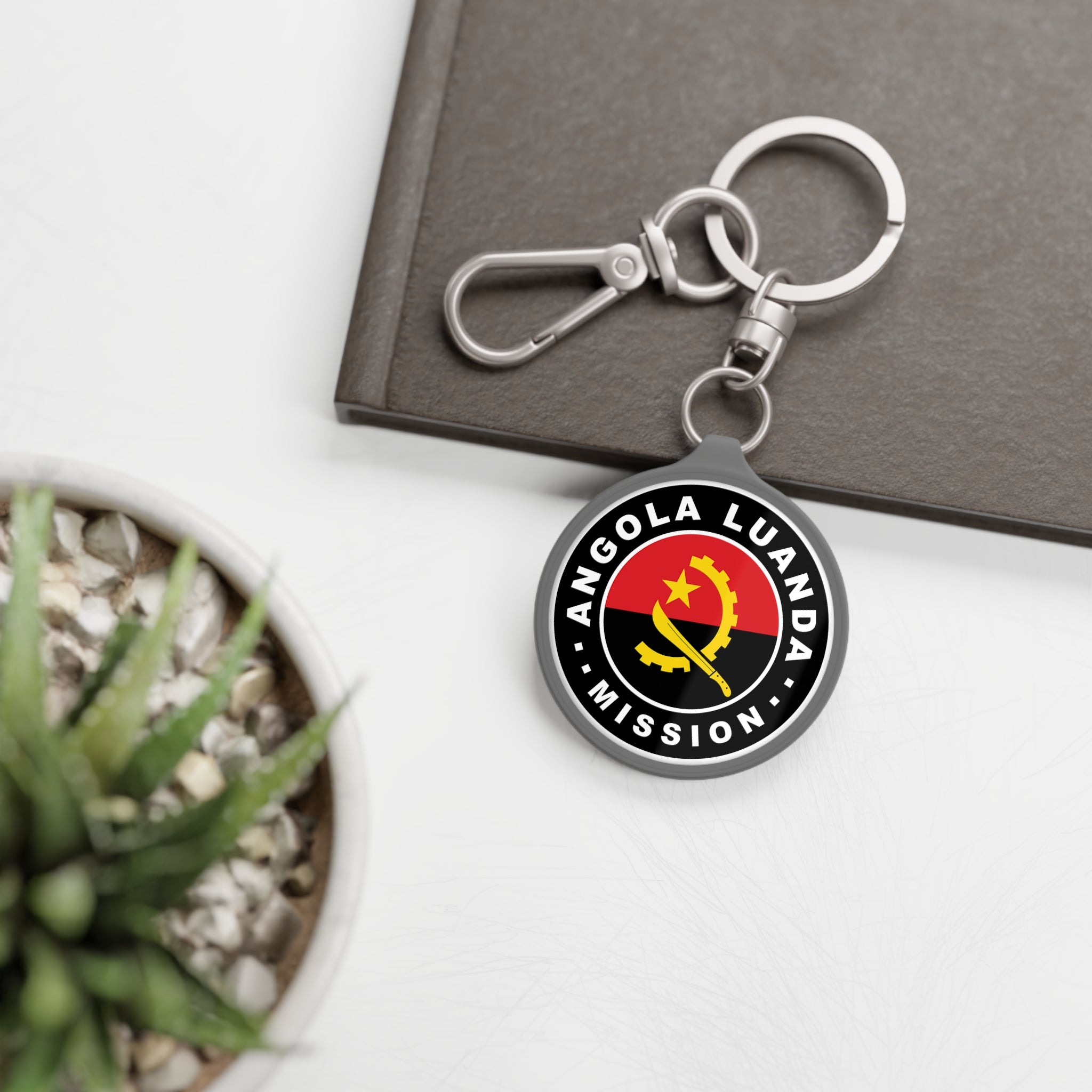 Angola Luanda Mission Circle Flag Key Tag - Latter-Day Saint LDS Missionary Gift - Book of Mormon