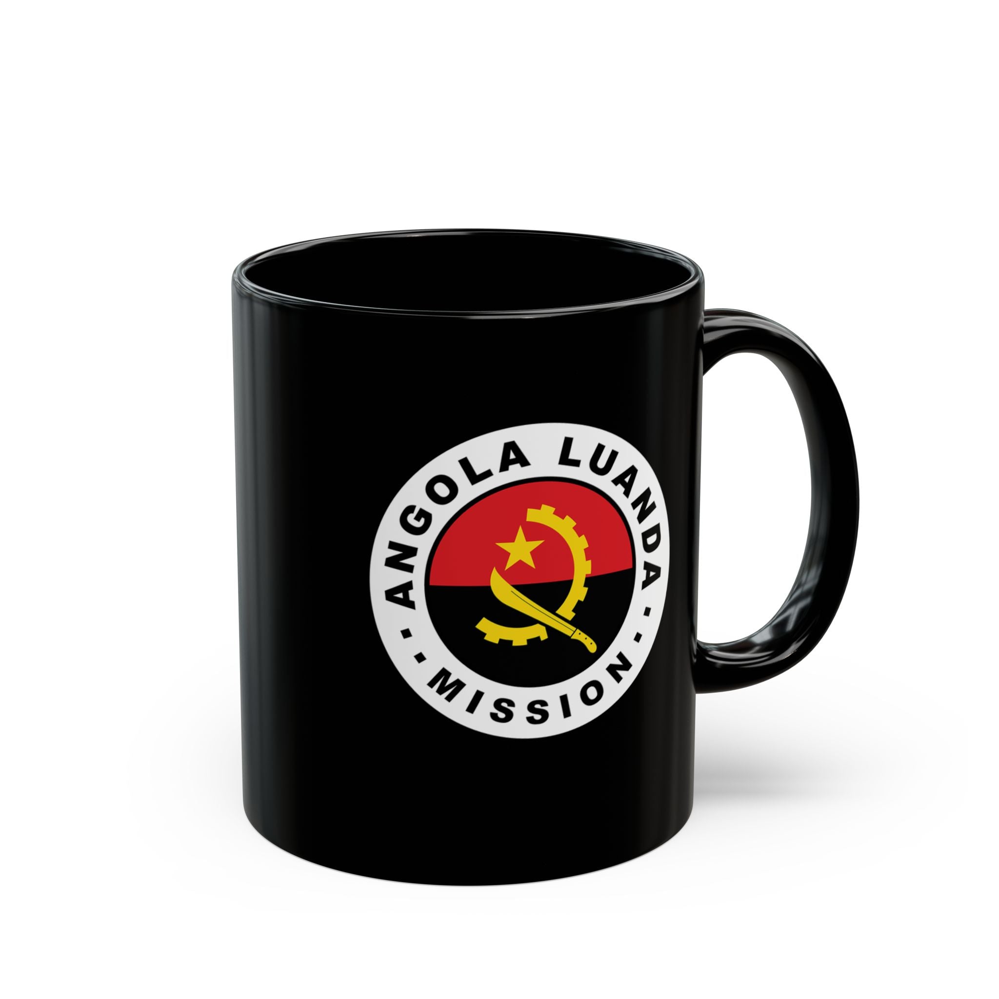 Angola Luanda Mission Circular Flag Black Ceramic Mug - Mission Wishlist - LDS Missionary Gift Store
