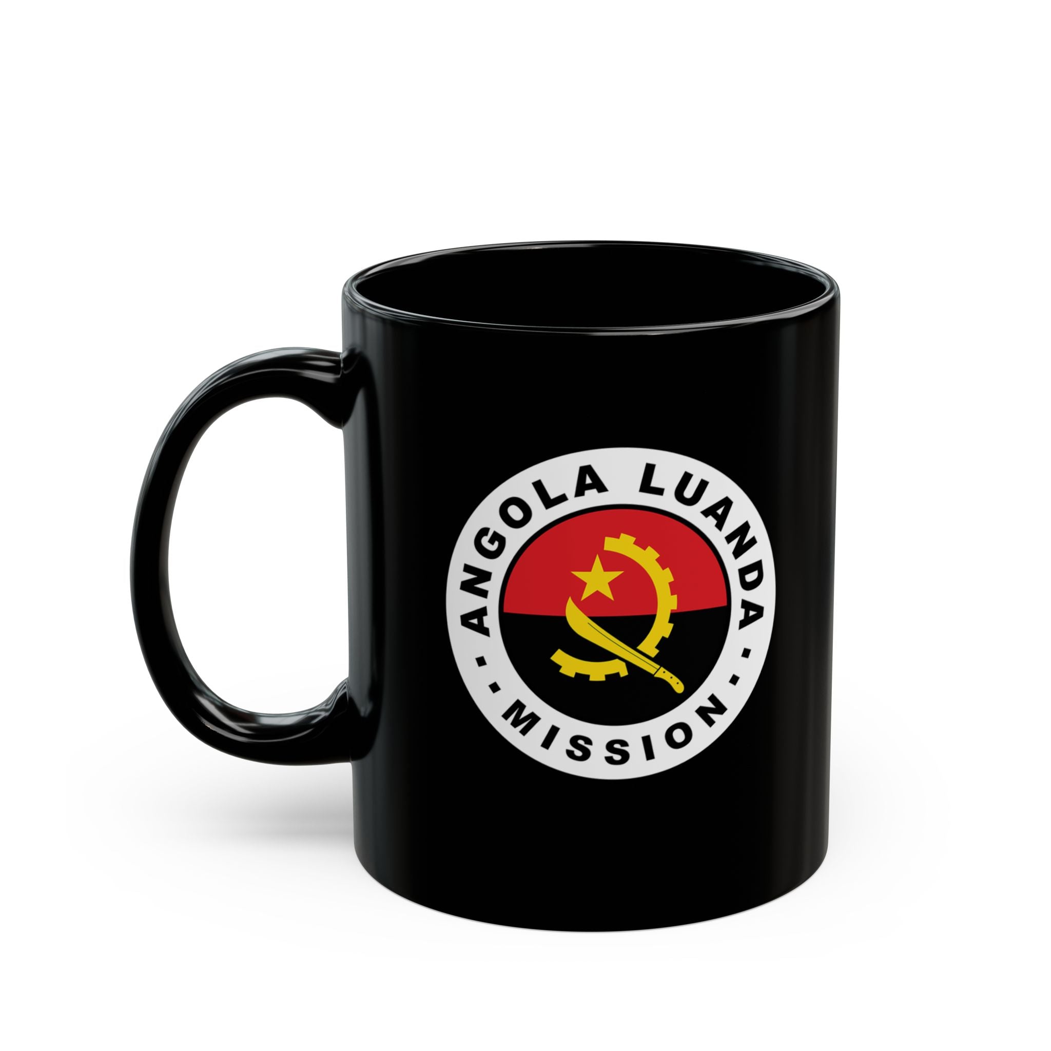 Angola Luanda Mission Circular Flag Black Ceramic Mug - Mission Wishlist - LDS Missionary Gift Store