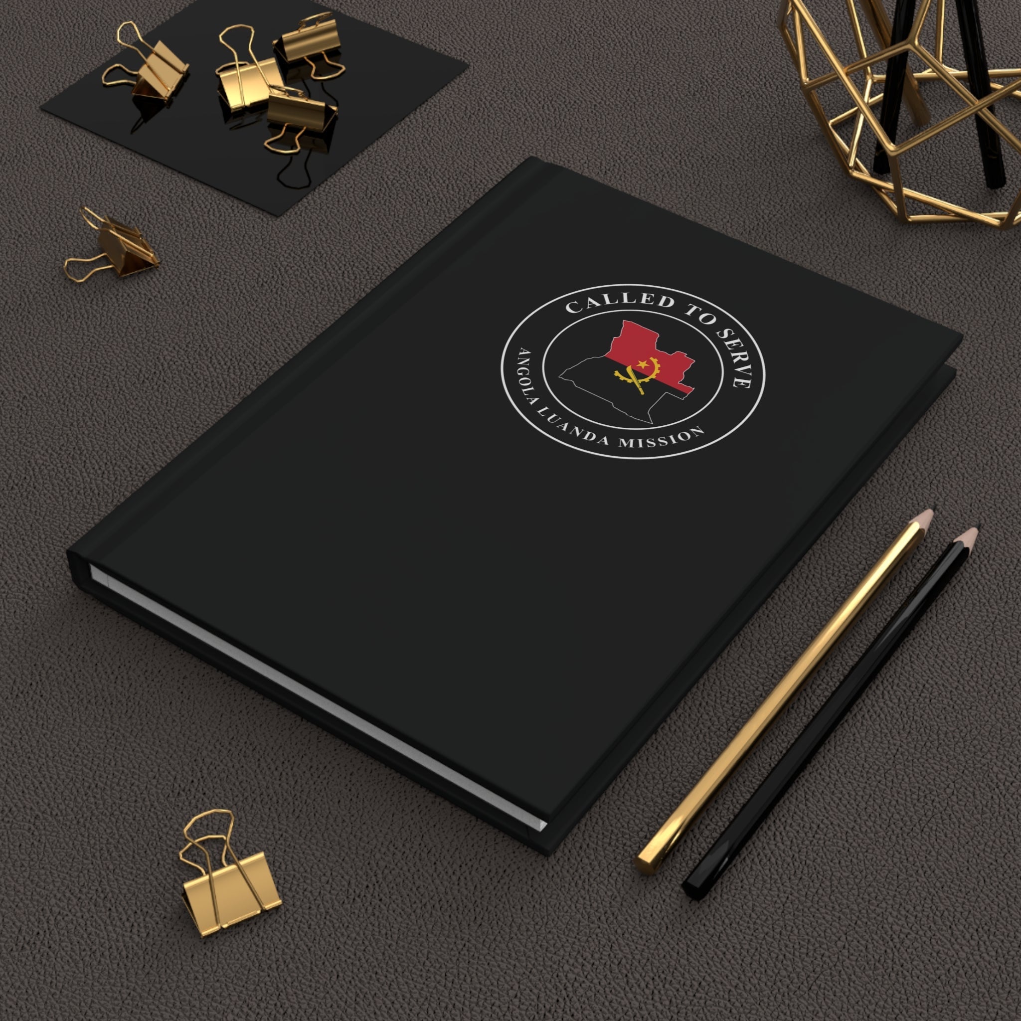 Angola Luanda Mission Flag Map Called to Serve Black Hardcover Journal Matte - Latter-Day Saint LDS Missionary Gift - Book of Mormon