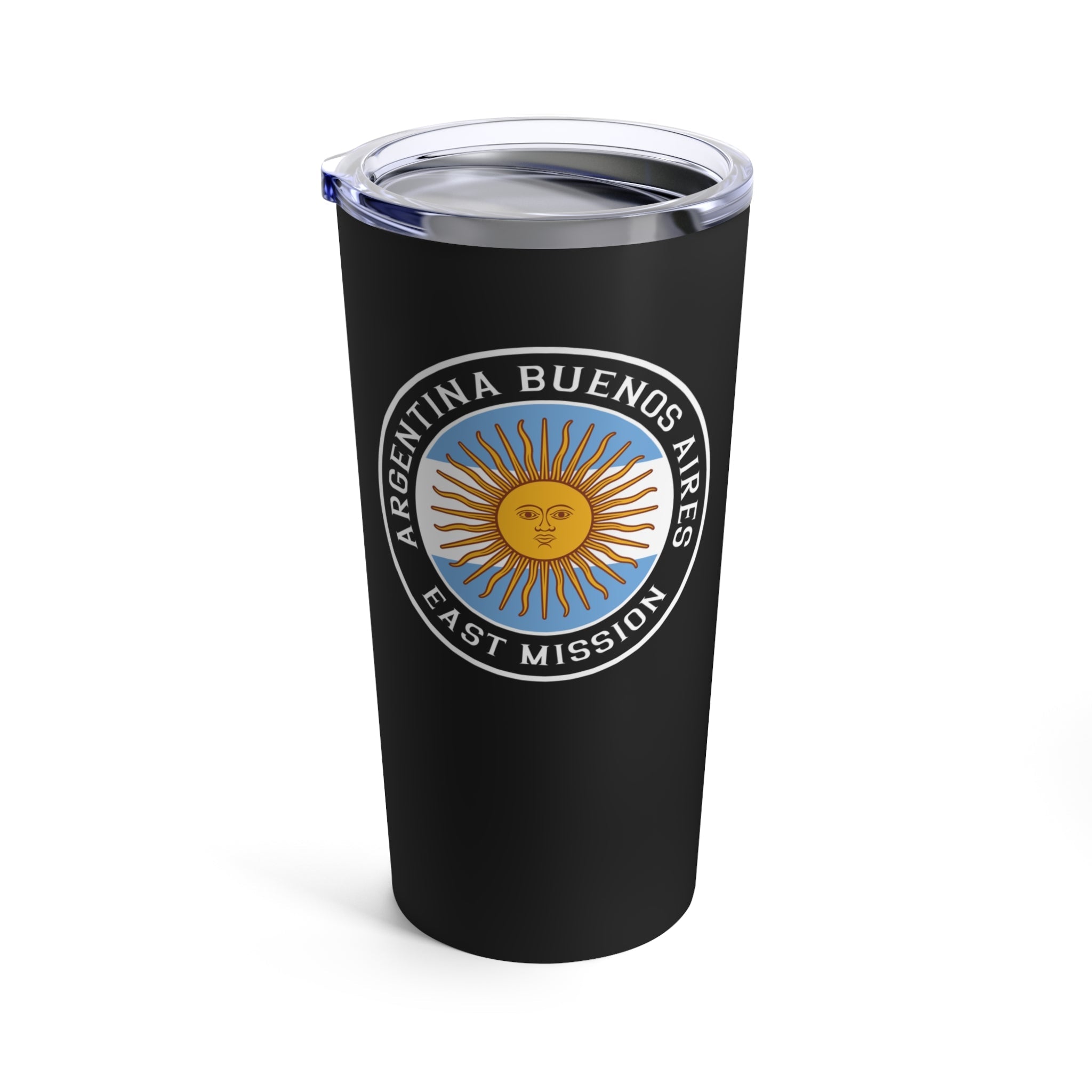 Argentina Buenos Aires East Mission Flag Logo Tumbler 20oz Black - Mission Wishlist - LDS Missionary Gift Store