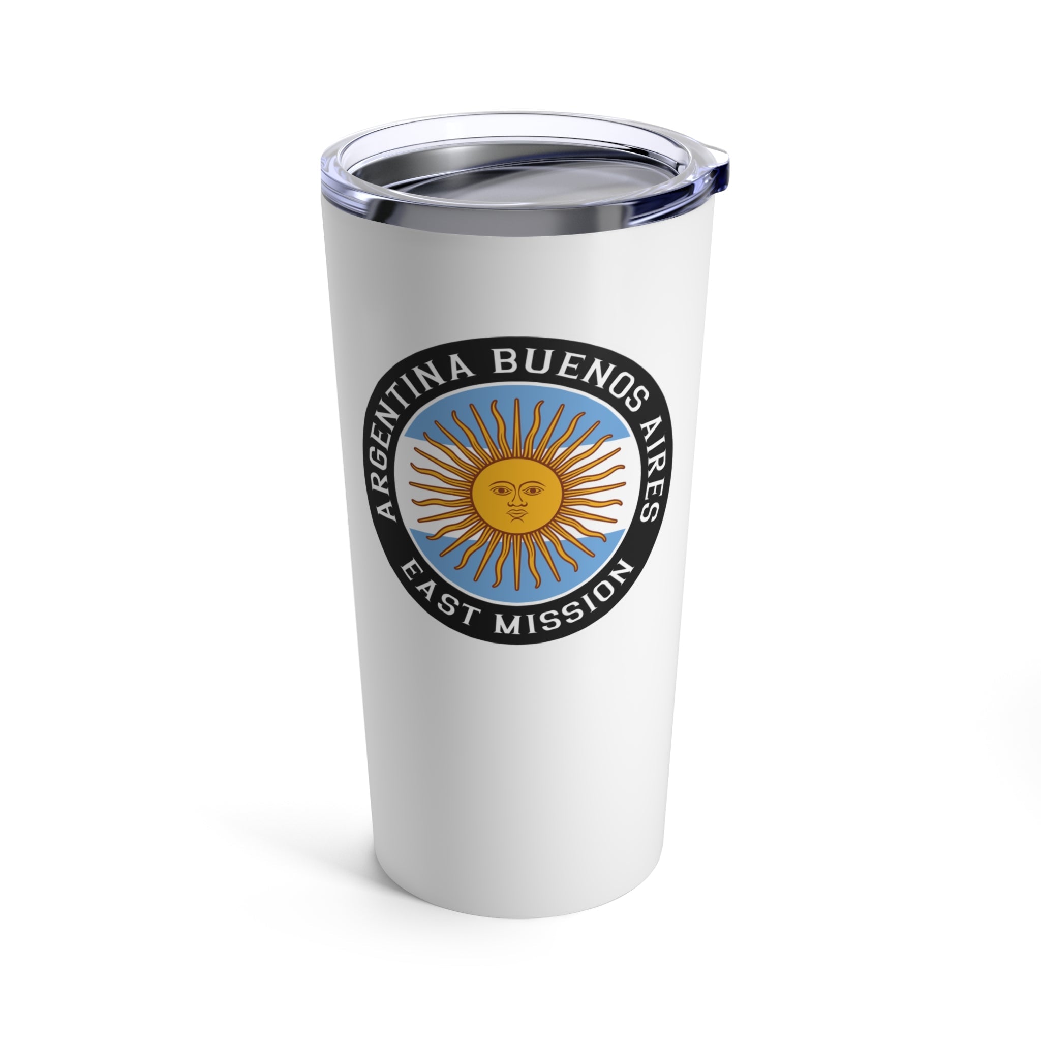 Argentina Buenos Aires East Mission Flag Logo Tumbler 20oz White - Mission Wishlist - LDS Missionary Gift Store