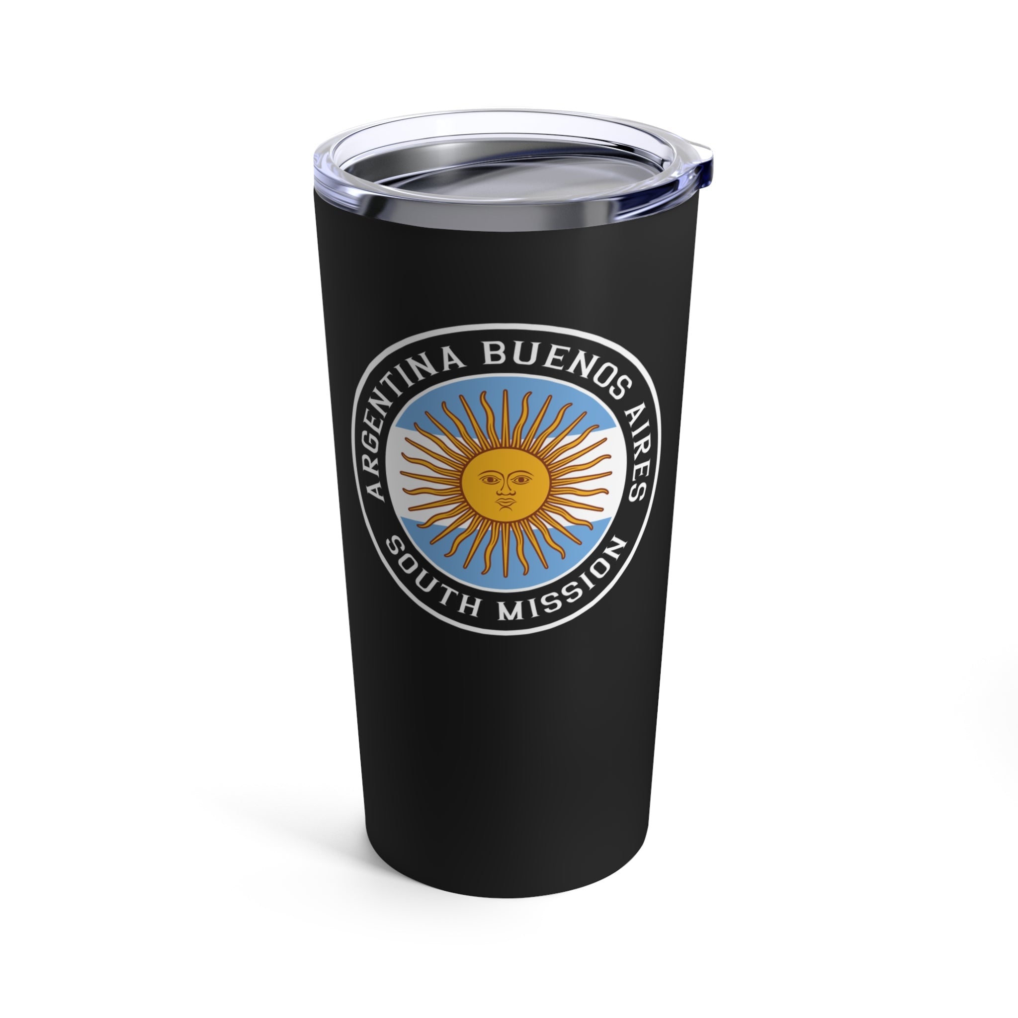 Argentina Buenos Aires South Mission Flag Logo Tumbler 20oz Black - Latter-Day Saint LDS Missionary Gift - Book of Mormon