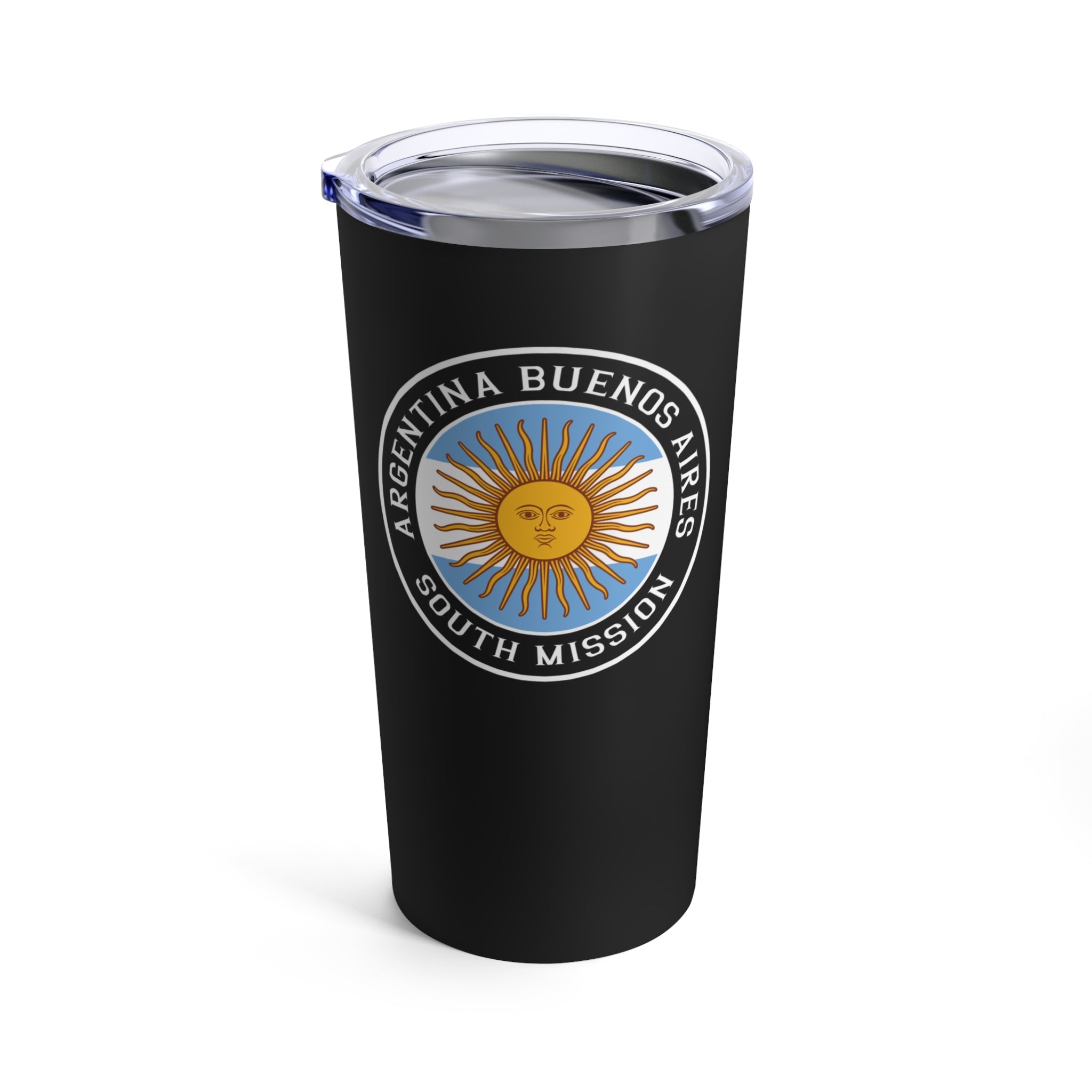Argentina Buenos Aires South Mission Flag Logo Tumbler 20oz Black - Latter-Day Saint LDS Missionary Gift - Book of Mormon