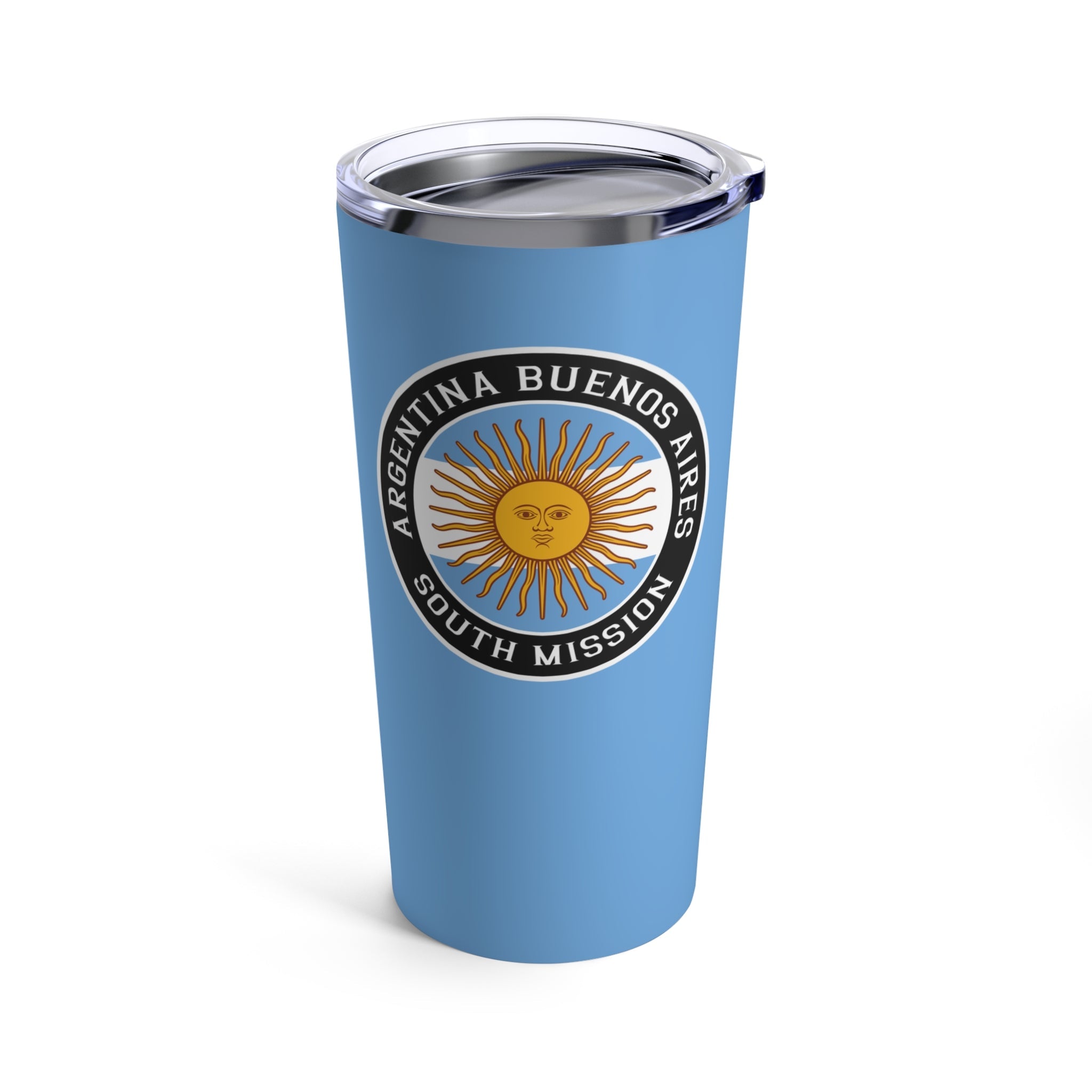 Argentina Buenos Aires South Mission Flag Logo Tumbler 20oz Light Blue - Latter-Day Saint LDS Missionary Gift - Book of Mormon