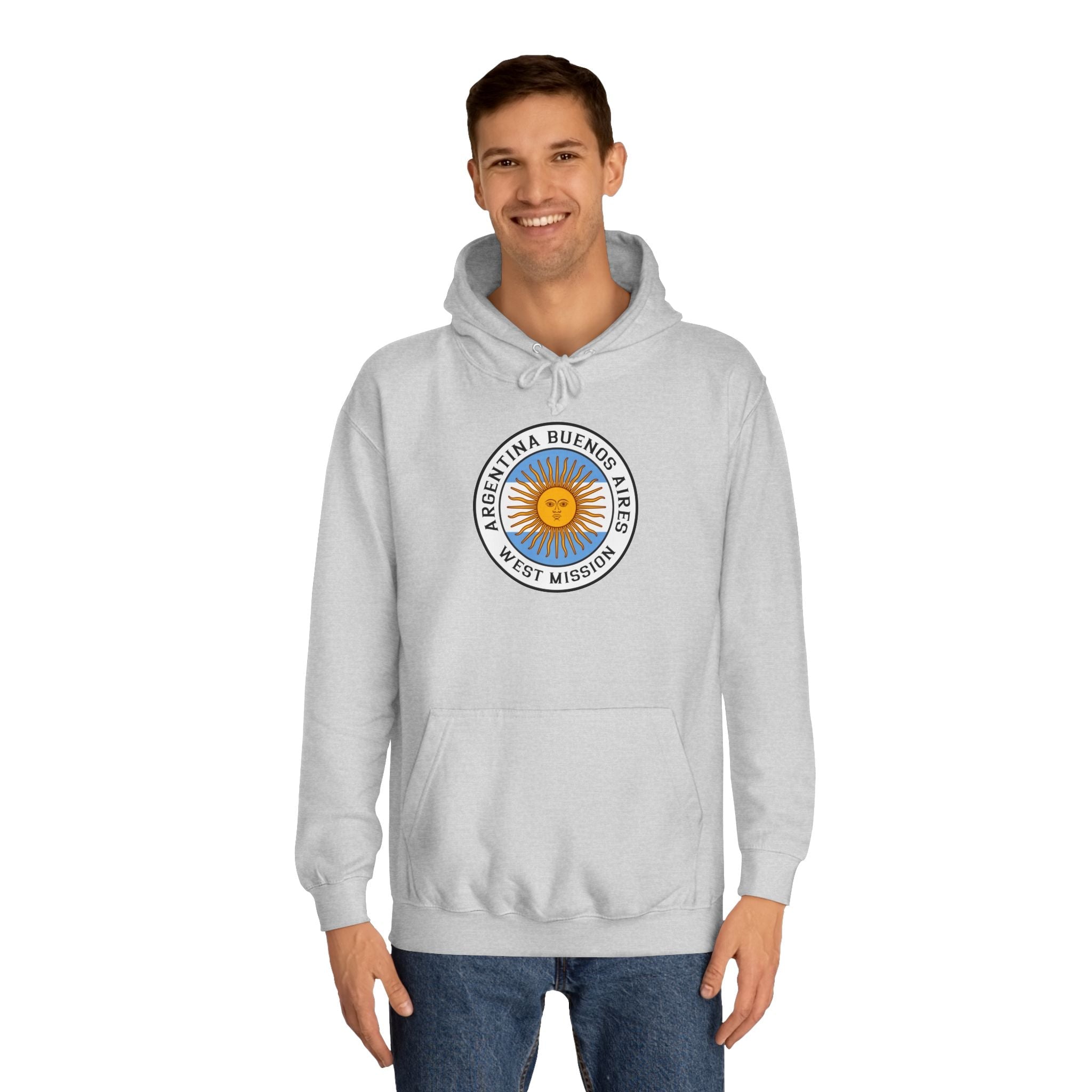 Argentina Buenos Aires West Mission Flag Logo (White Border) College Hoodie - Mission Wishlist - LDS Missionary Gift Store