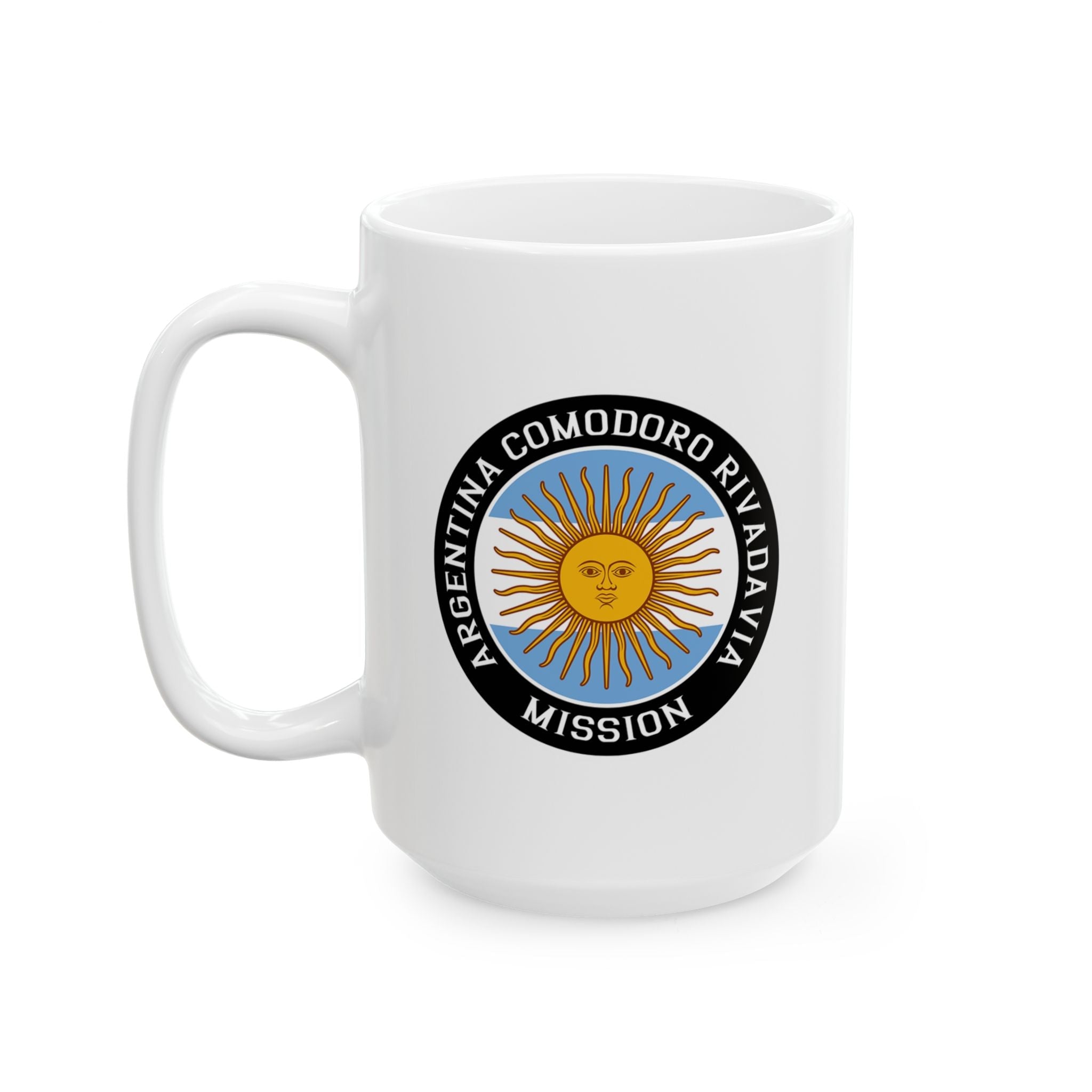 Argentina Comodoro Rivadavia Mission Circular Flag White Ceramic Mug - Latter-Day Saint LDS Missionary Gift - Book of Mormon