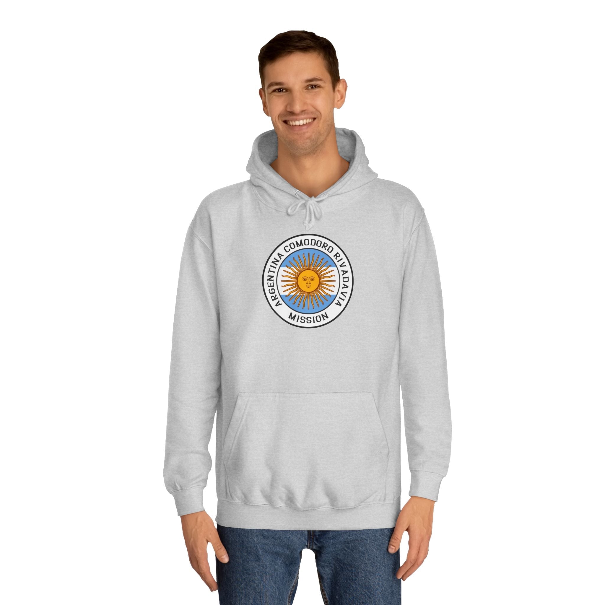 Argentina Comodoro Rivadavia Mission Flag Logo (White Border) College Hoodie - Mission Wishlist - LDS Missionary Gift Store