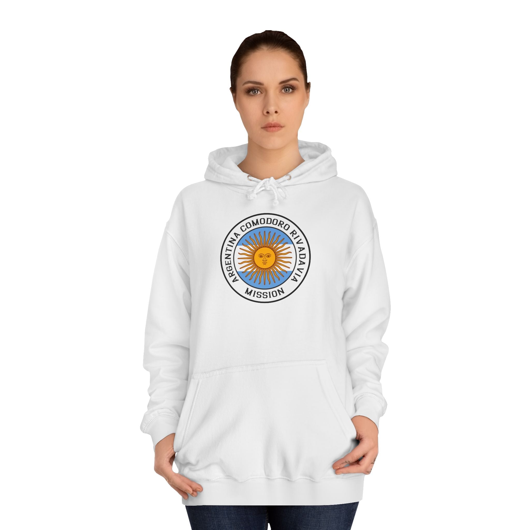 Argentina Comodoro Rivadavia Mission Flag Logo (White Border) College Hoodie - Mission Wishlist - LDS Missionary Gift Store