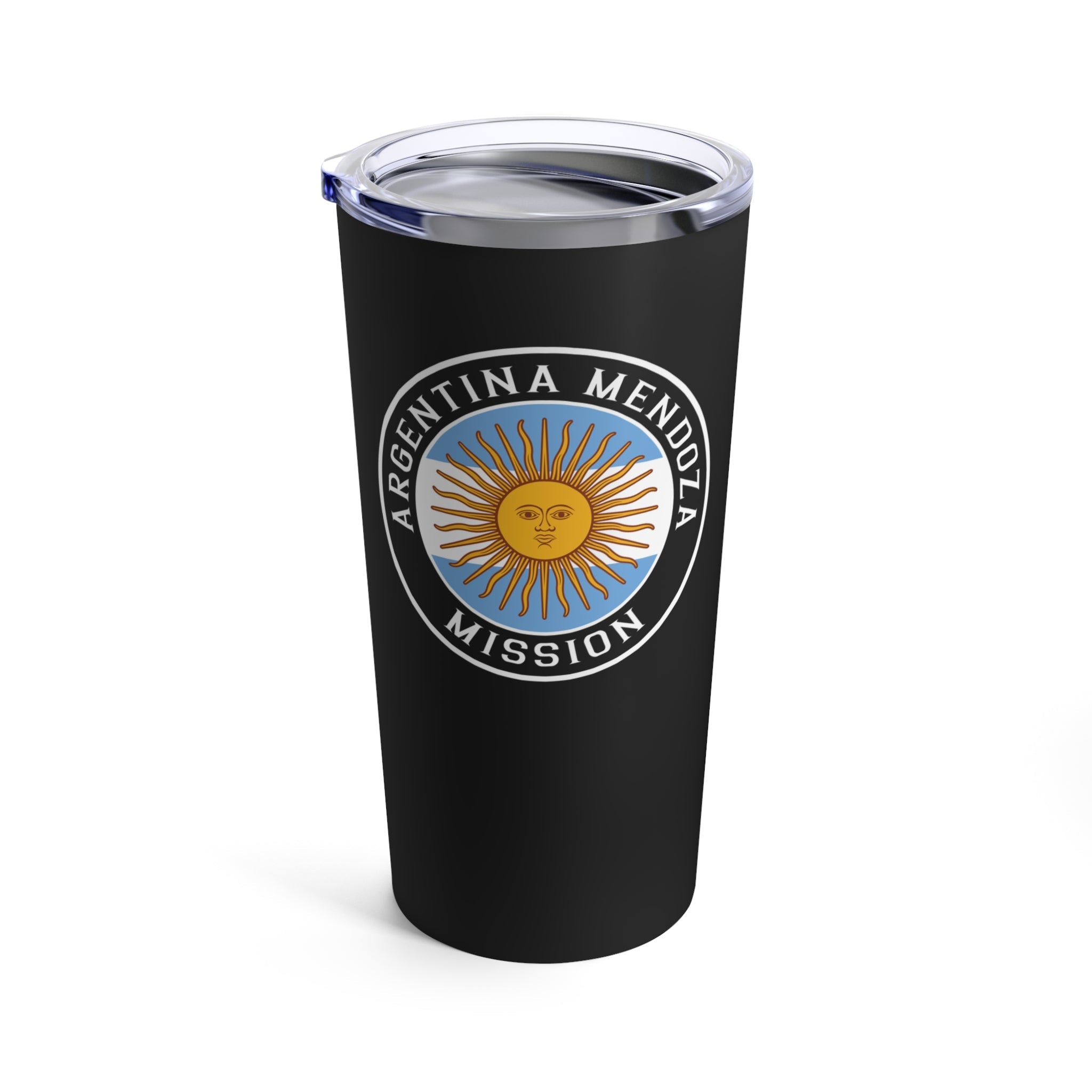 Argentina Mendoza Mission Flag Logo Tumbler 20oz Black - Latter-Day Saint LDS Missionary Gift - Book of Mormon