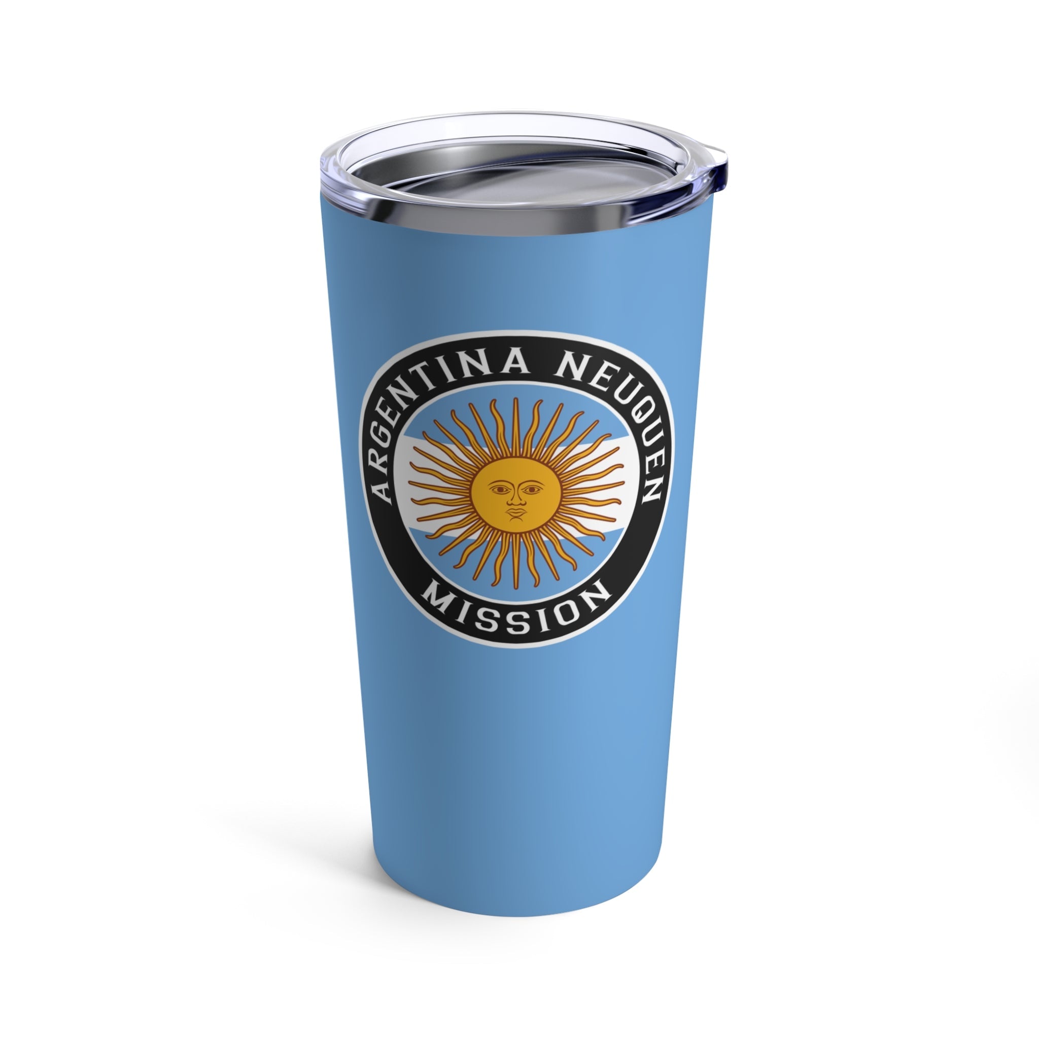 Argentina Neuquen Mission Flag Logo Tumbler 20oz Light Blue - Latter-Day Saint LDS Missionary Gift - Book of Mormon
