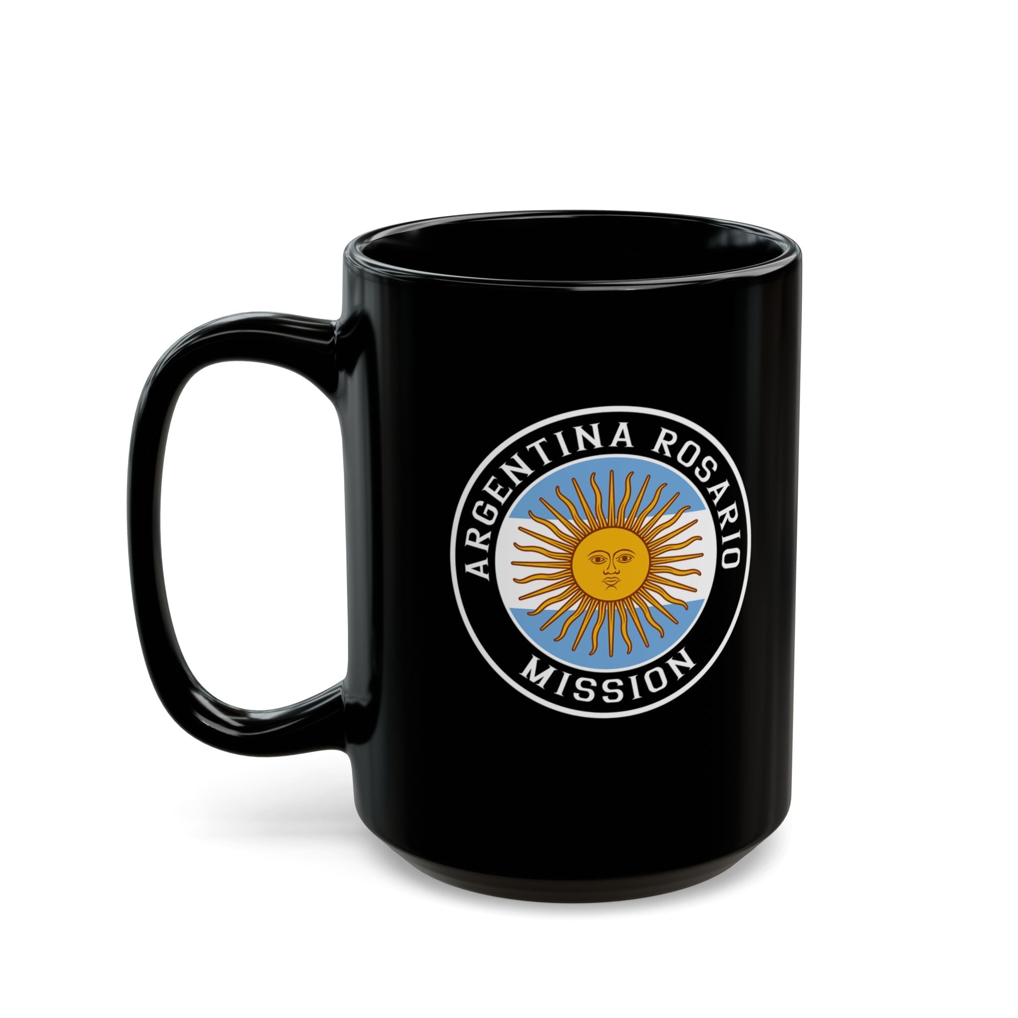 Argentina Rosario Mission Circular Flag Black Ceramic Mug - Mission Wishlist - LDS Missionary Gift Store