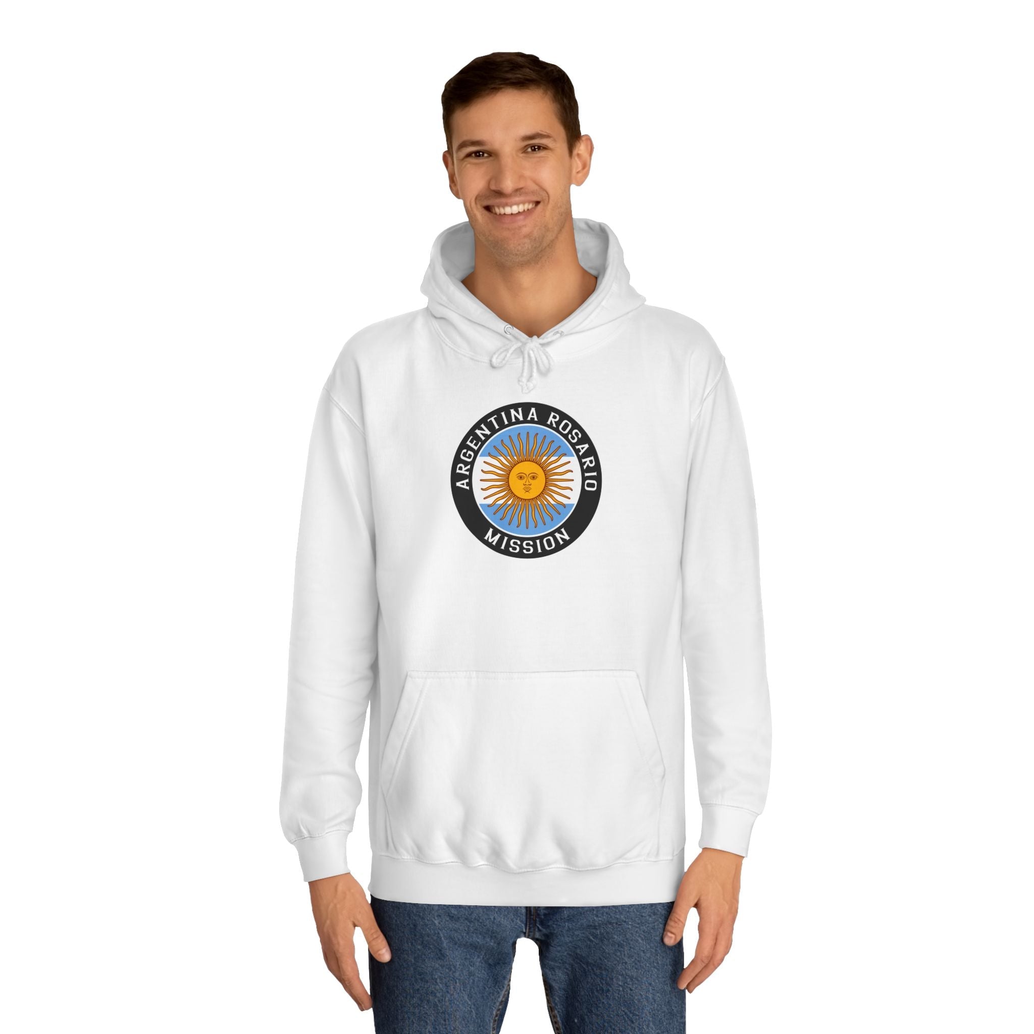 Argentina Rosario Mission Flag Logo (Black Border) College Hoodie - Mission Wishlist - LDS Missionary Gift Store
