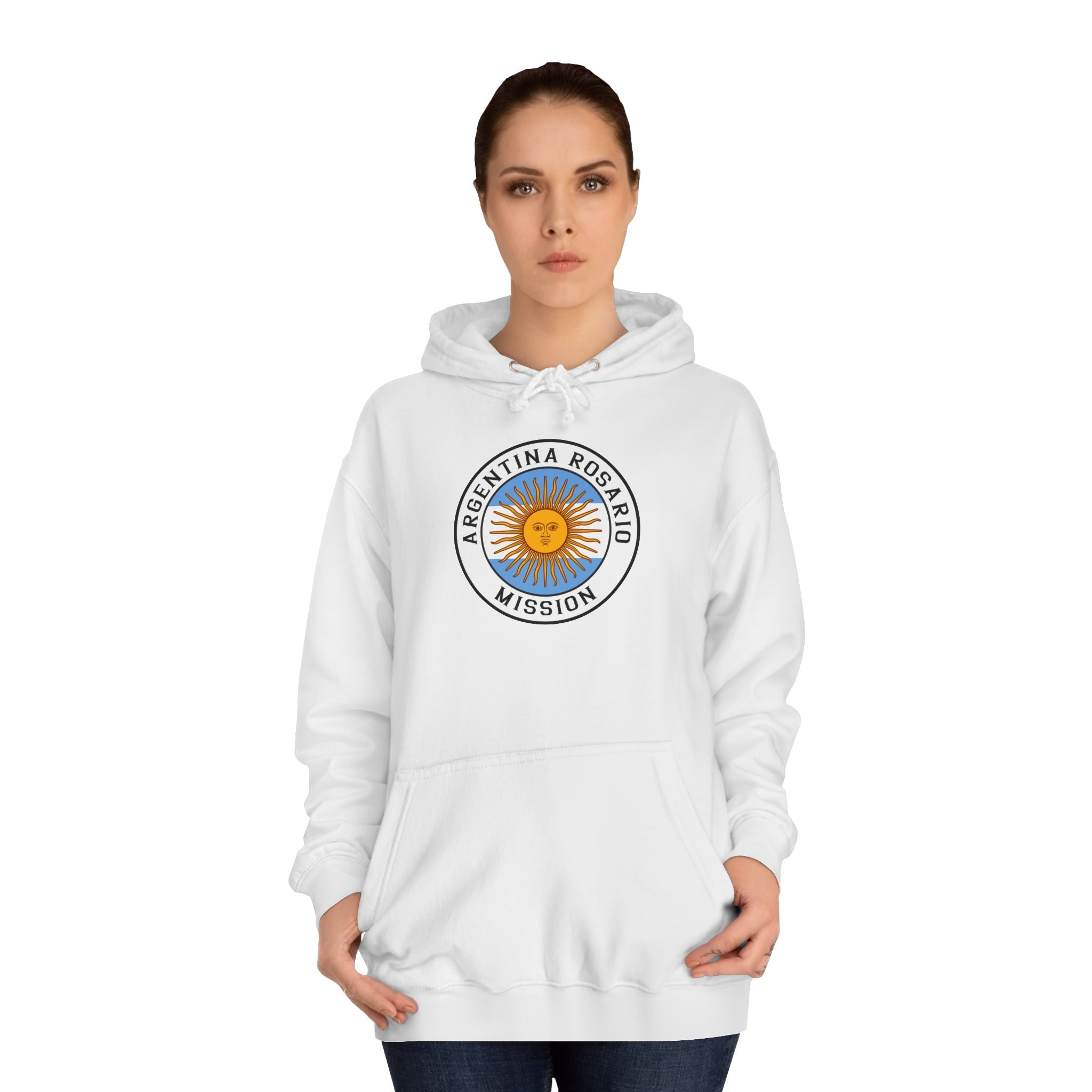 Argentina Rosario Mission Flag Logo (White Border) College Hoodie - Mission Wishlist - LDS Missionary Gift Store