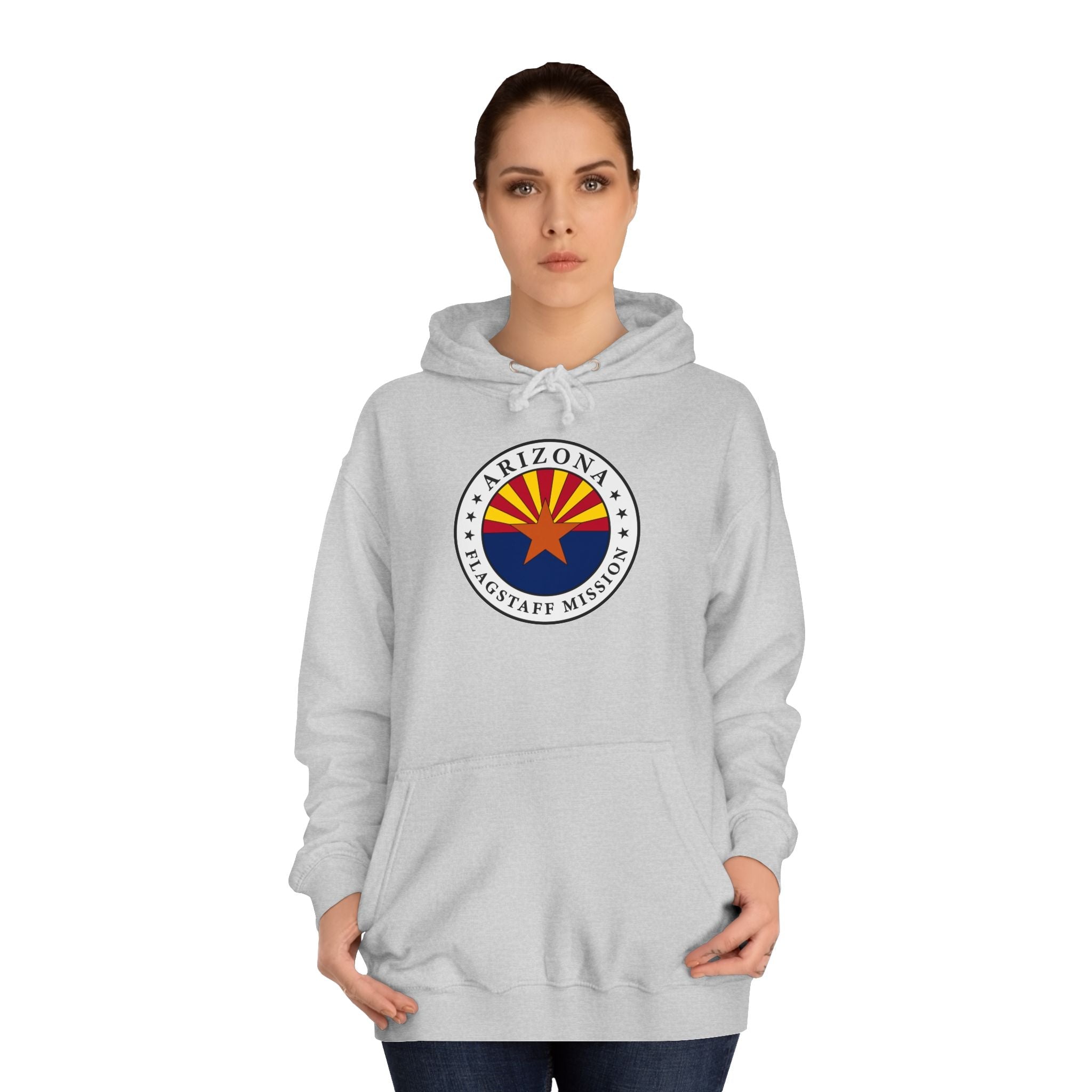 Arizona Flagstaff Mission State Flag Logo (White Border) College Hoodie - Mission Wishlist - LDS Missionary Gift Store