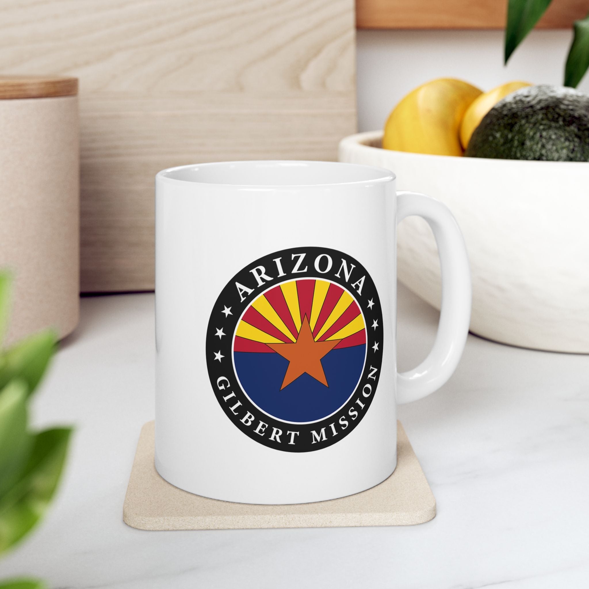 Arizona Gilbert Mission State Flag Logo Ceramic Mug White Name - Mission Wishlist - LDS Missionary Gift Store