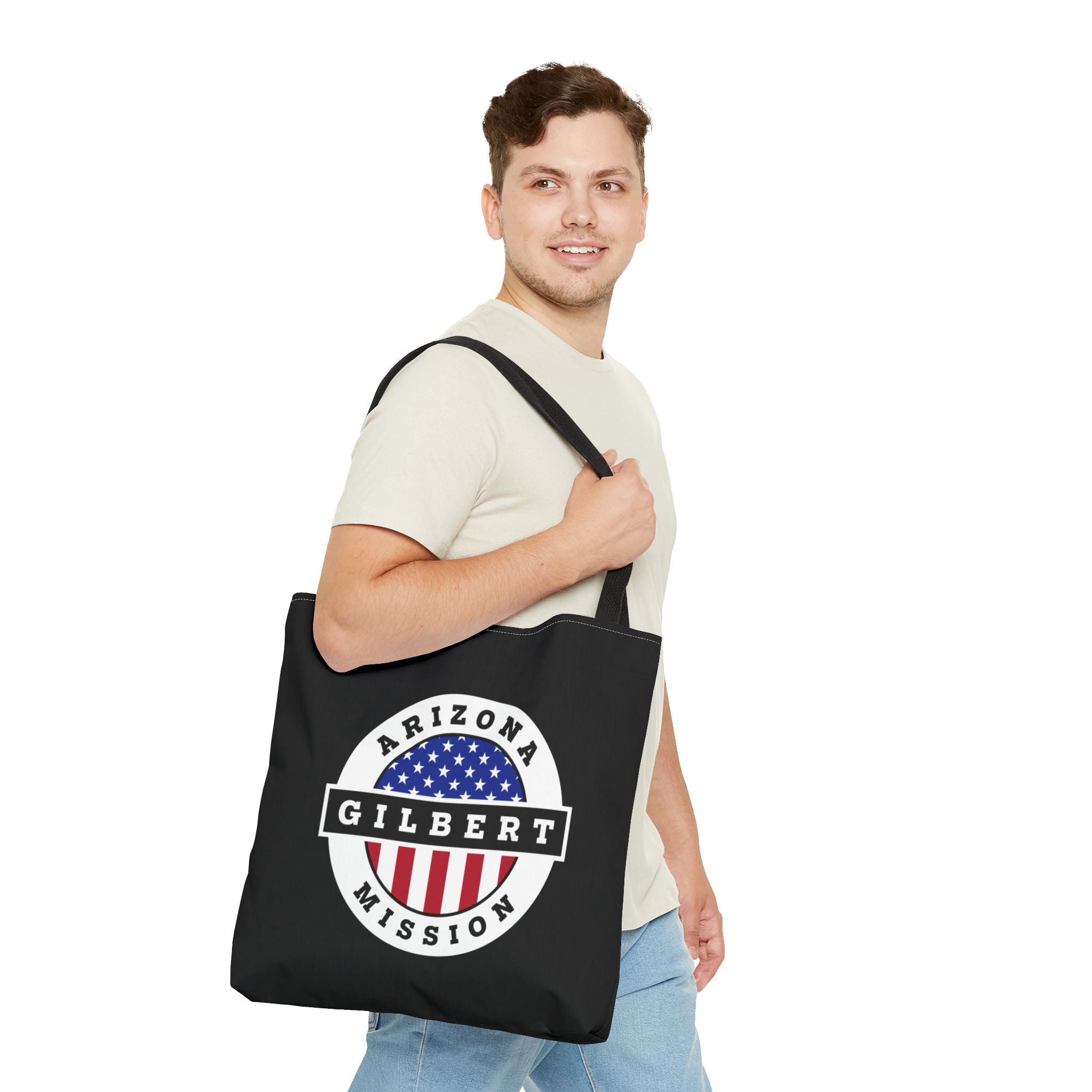 Arizona Gilbert Mission USA Flag Logo Tote Bag Black - Mission Wishlist - LDS Missionary Gift Store