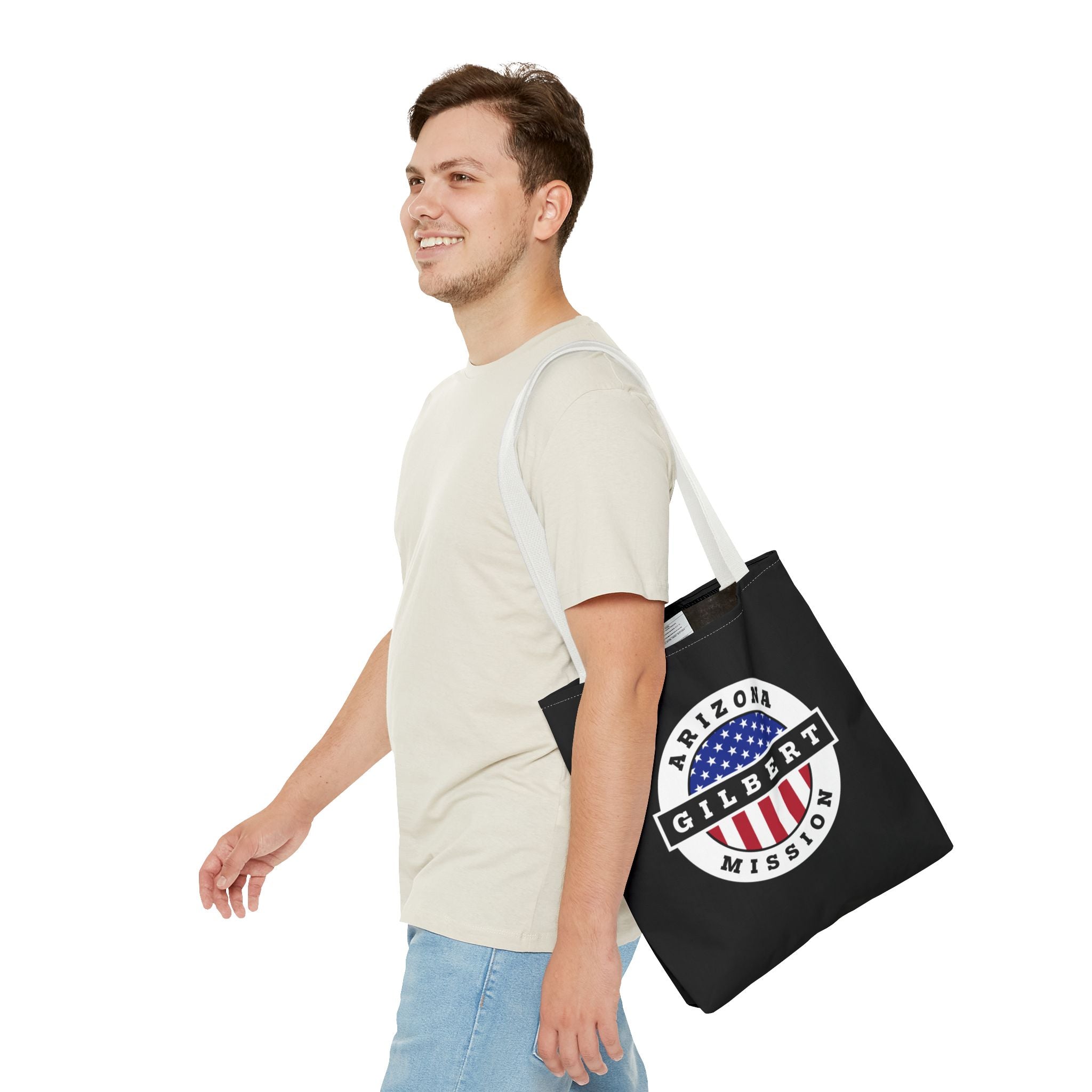 Arizona Gilbert Mission USA Flag Logo Tote Bag Black - Mission Wishlist - LDS Missionary Gift Store