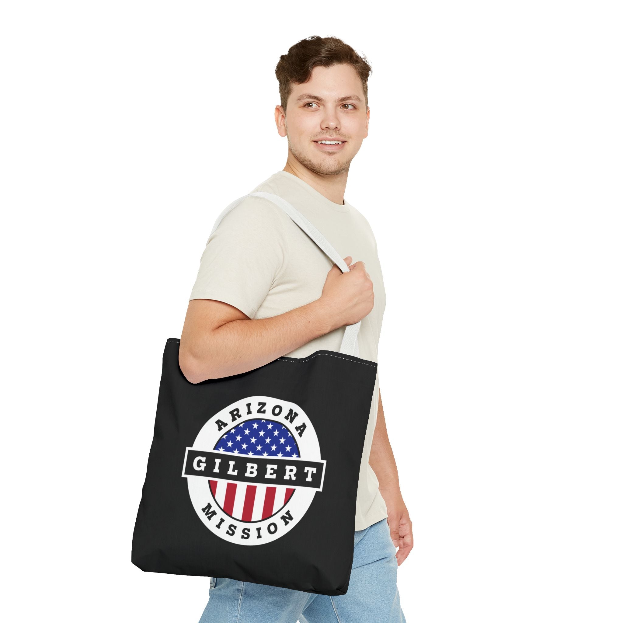Arizona Gilbert Mission USA Flag Logo Tote Bag Black - Mission Wishlist - LDS Missionary Gift Store
