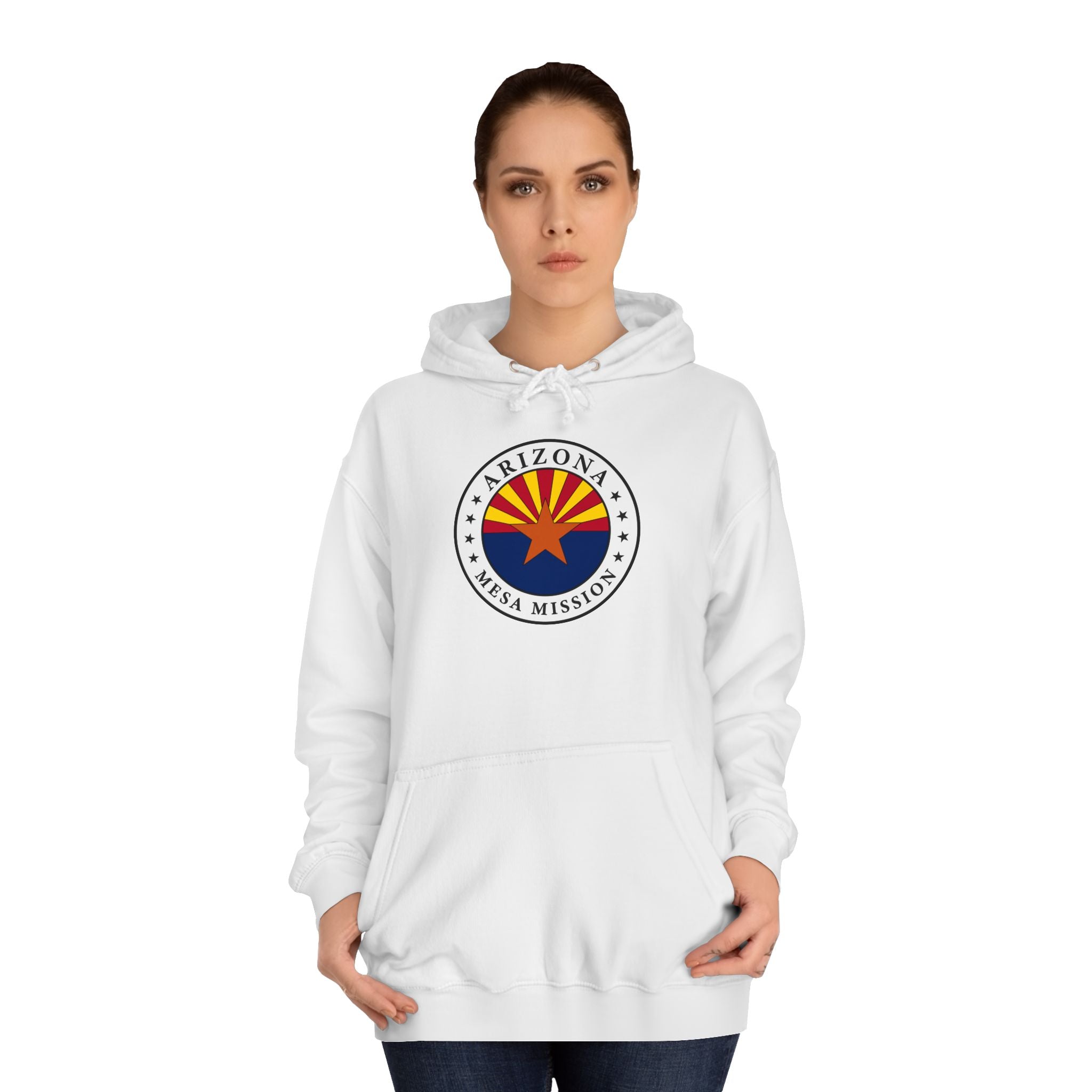 Arizona Mesa Mission State Flag Logo (White Border) College Hoodie