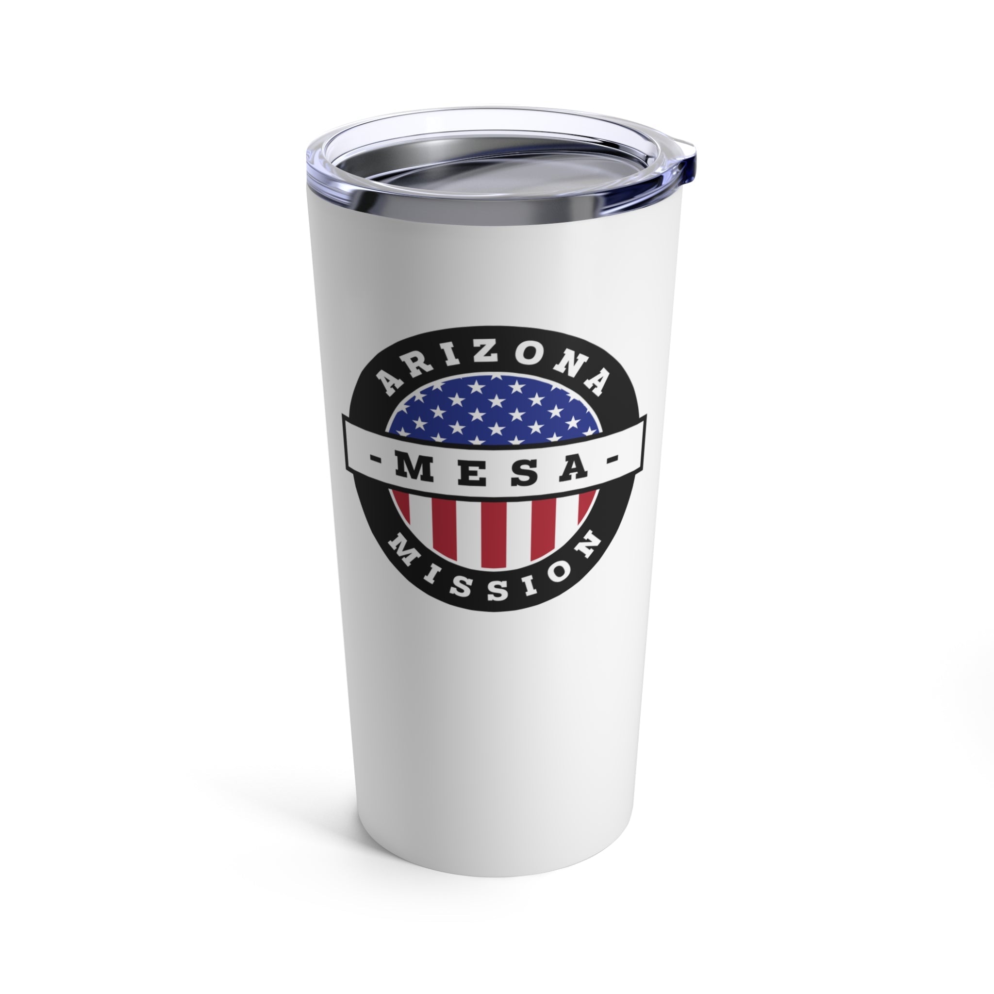 Arizona Mesa Mission USA Flag Logo Tumbler 20oz White - Latter-Day Saint LDS Missionary Gift - Book of Mormon