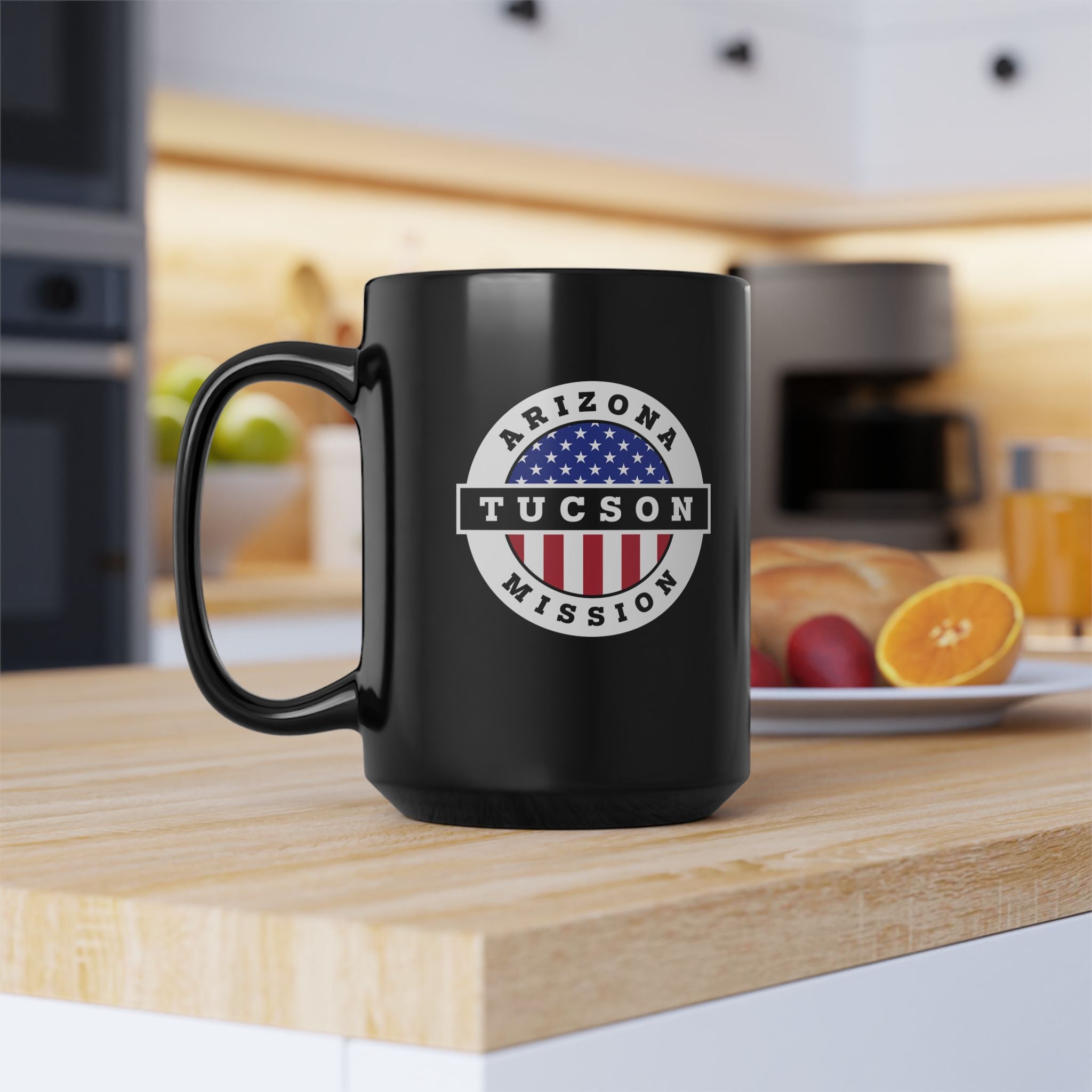 Arizona Tucson Mission Circular Flag Black Ceramic Mug - Mission Wishlist - LDS Missionary Gift Store