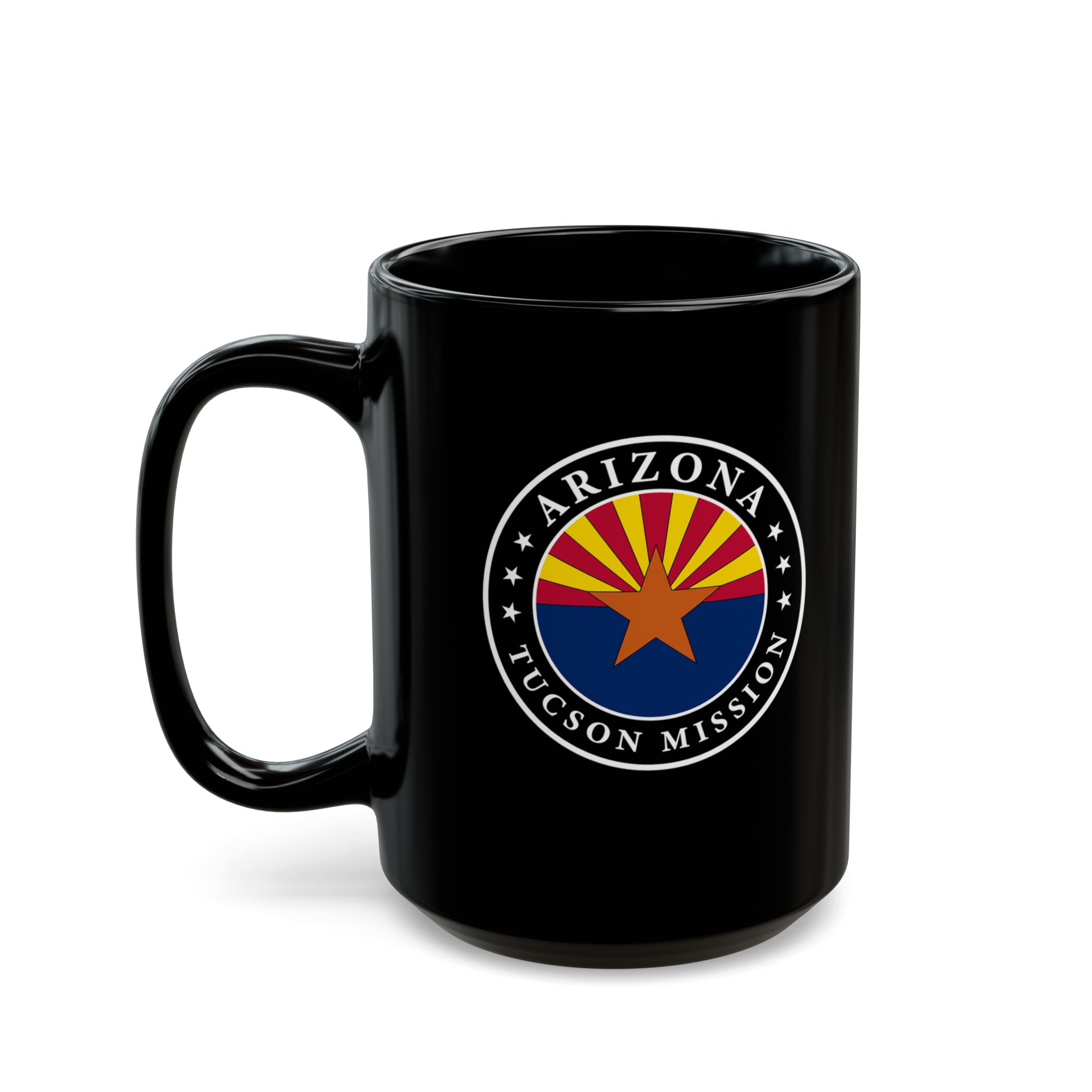 Arizona Tucson Mission State Flag Logo Ceramic Mug Black Name - Mission Wishlist - LDS Missionary Gift Store