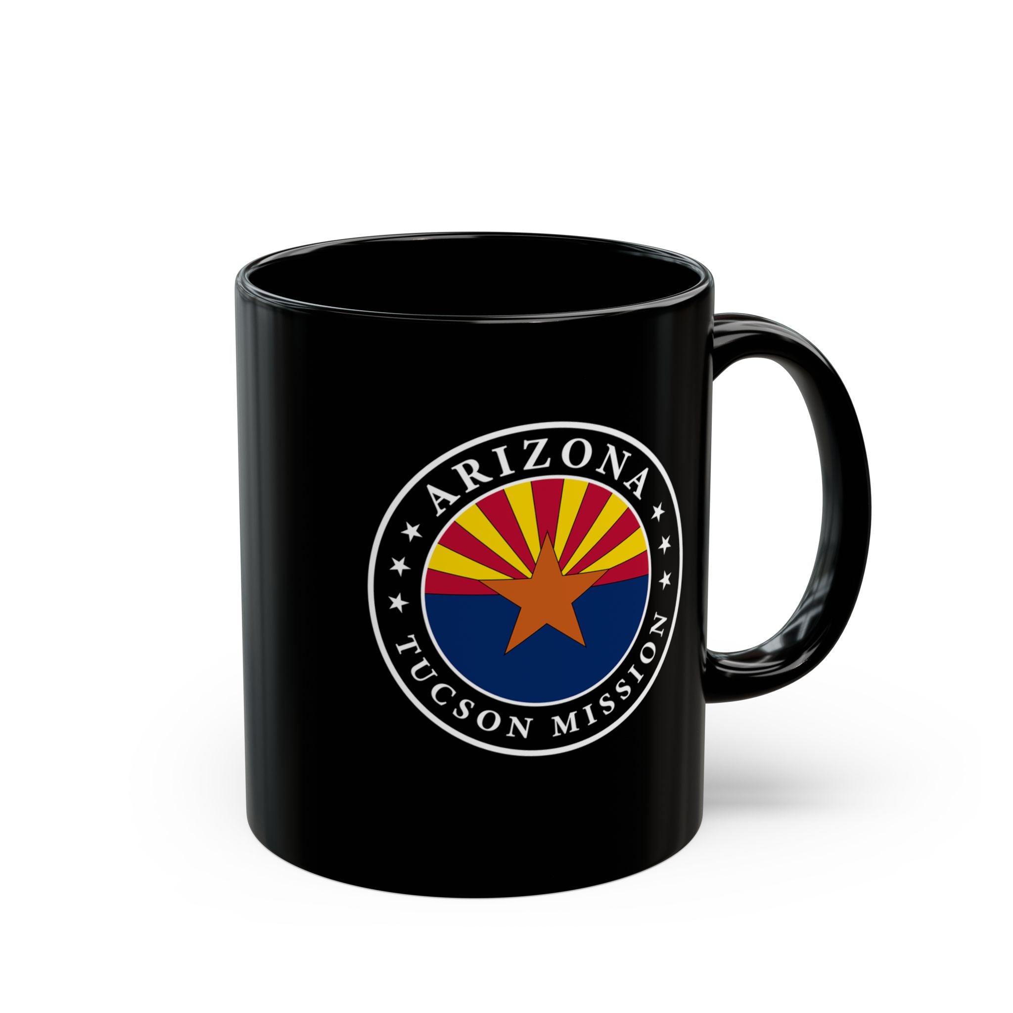 Arizona Tucson Mission State Flag Logo Ceramic Mug Black Name - Mission Wishlist - LDS Missionary Gift Store