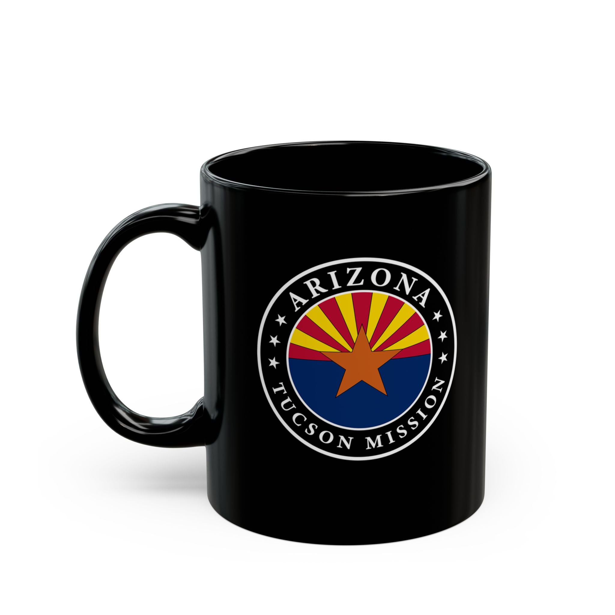 Arizona Tucson Mission State Flag Logo Ceramic Mug Black Name - Mission Wishlist - LDS Missionary Gift Store
