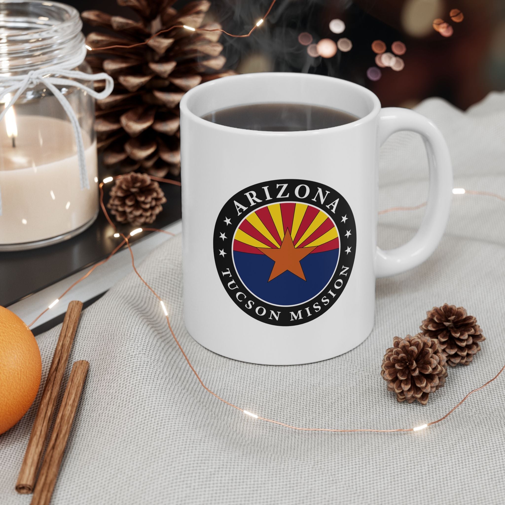 Arizona Tucson Mission State Flag Logo Ceramic Mug White Name - Mission Wishlist - LDS Missionary Gift Store