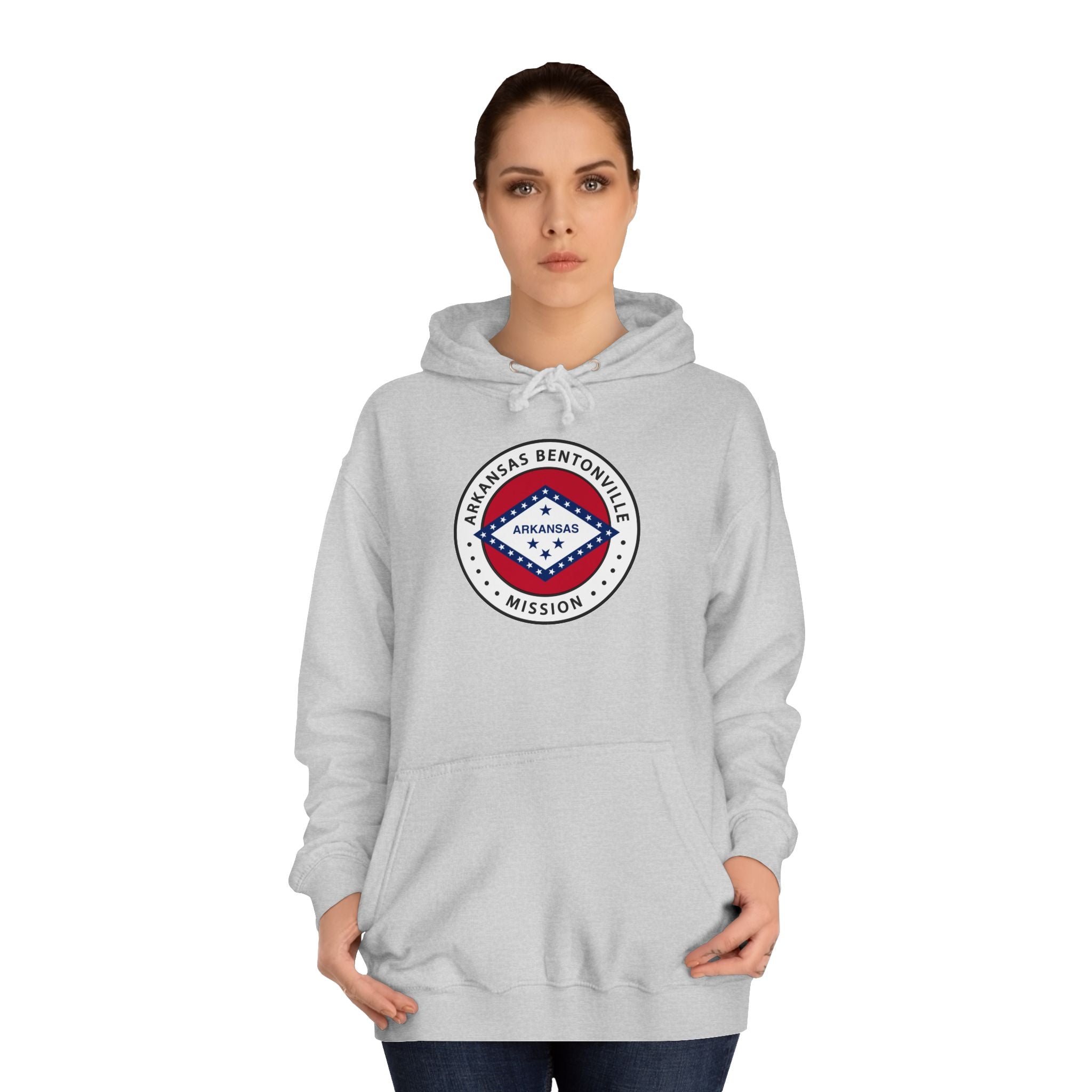 Arkansas Bentonville Mission State Flag Logo (White Border) College Hoodie - Mission Wishlist - LDS Missionary Gift Store
