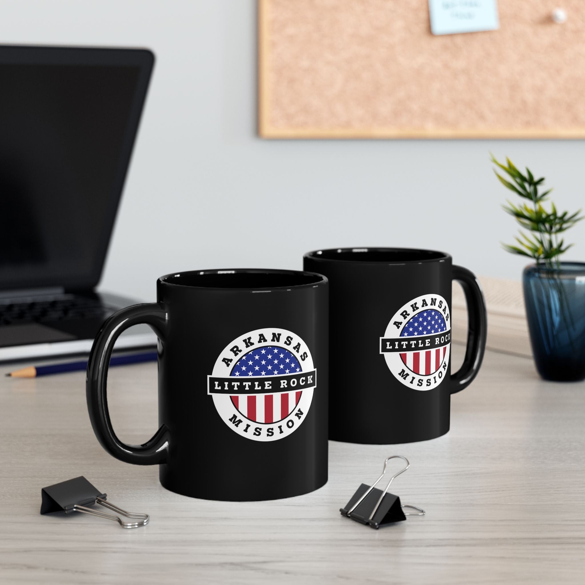 Arkansas Little Rock Mission Circular Flag Black Ceramic Mug - Mission Wishlist - LDS Missionary Gift Store