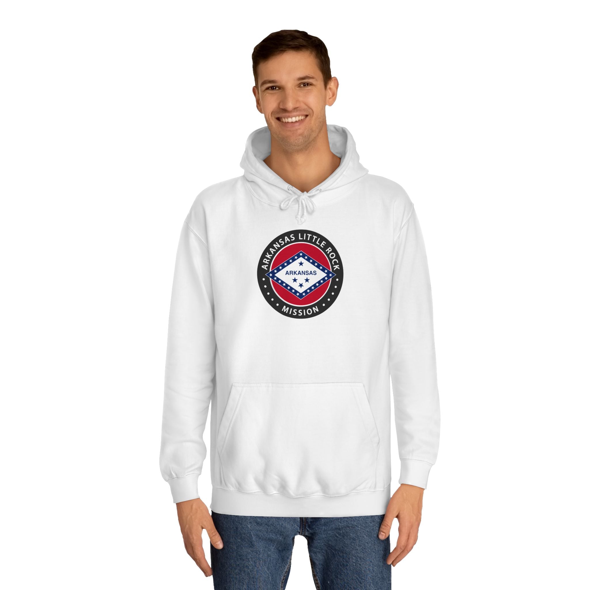 Arkansas Little Rock Mission State Flag Logo (Black Border) College Hoodie - Mission Wishlist - LDS Missionary Gift Store