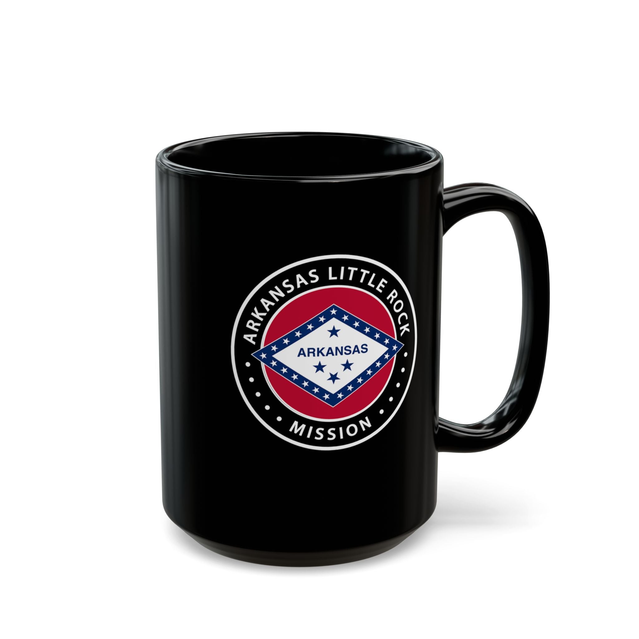 Arkansas Little Rock Mission State Flag Logo Ceramic Mug Black Name - Mission Wishlist - LDS Missionary Gift Store