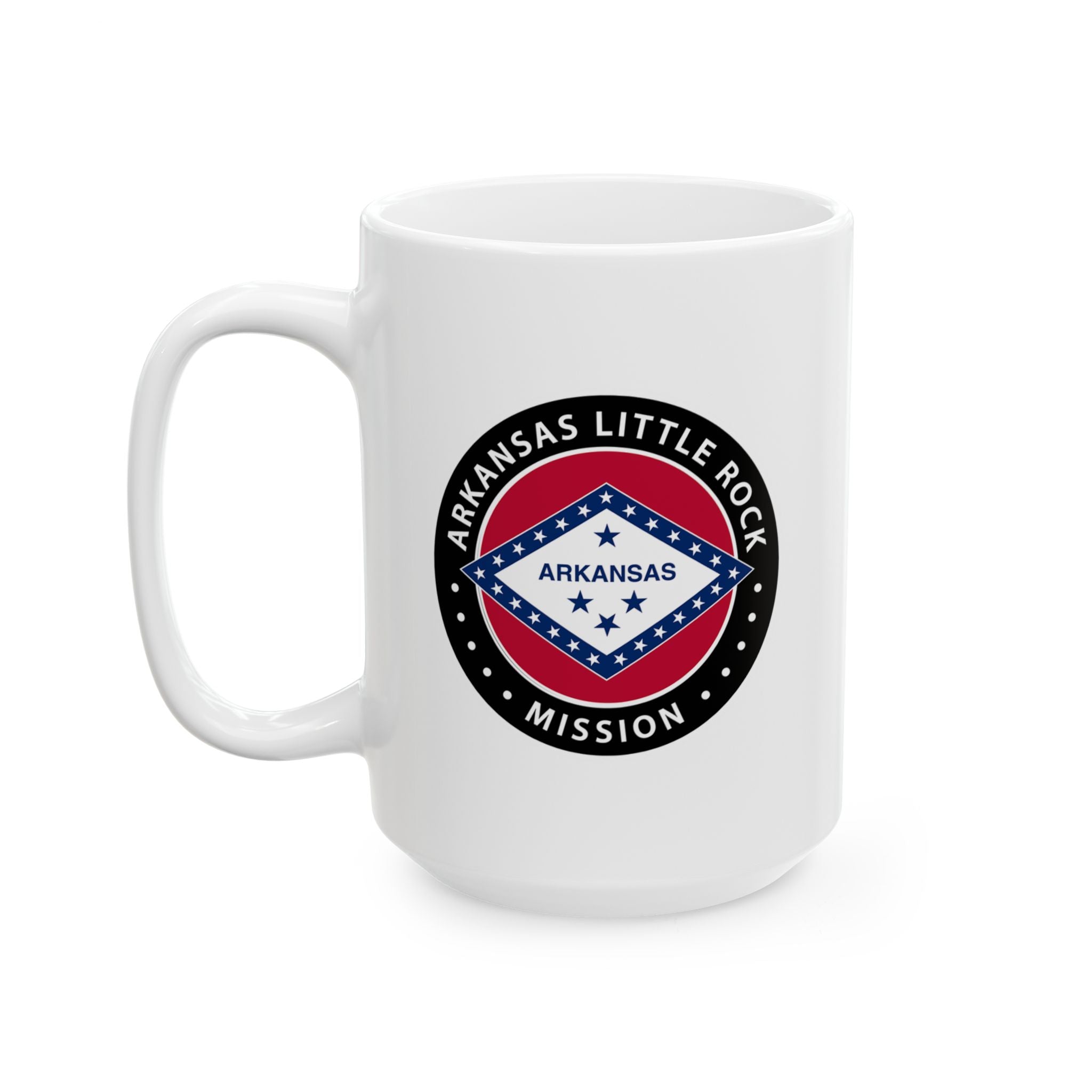 Arkansas Little Rock Mission State Flag Logo Ceramic Mug White Name - Mission Wishlist - LDS Missionary Gift Store