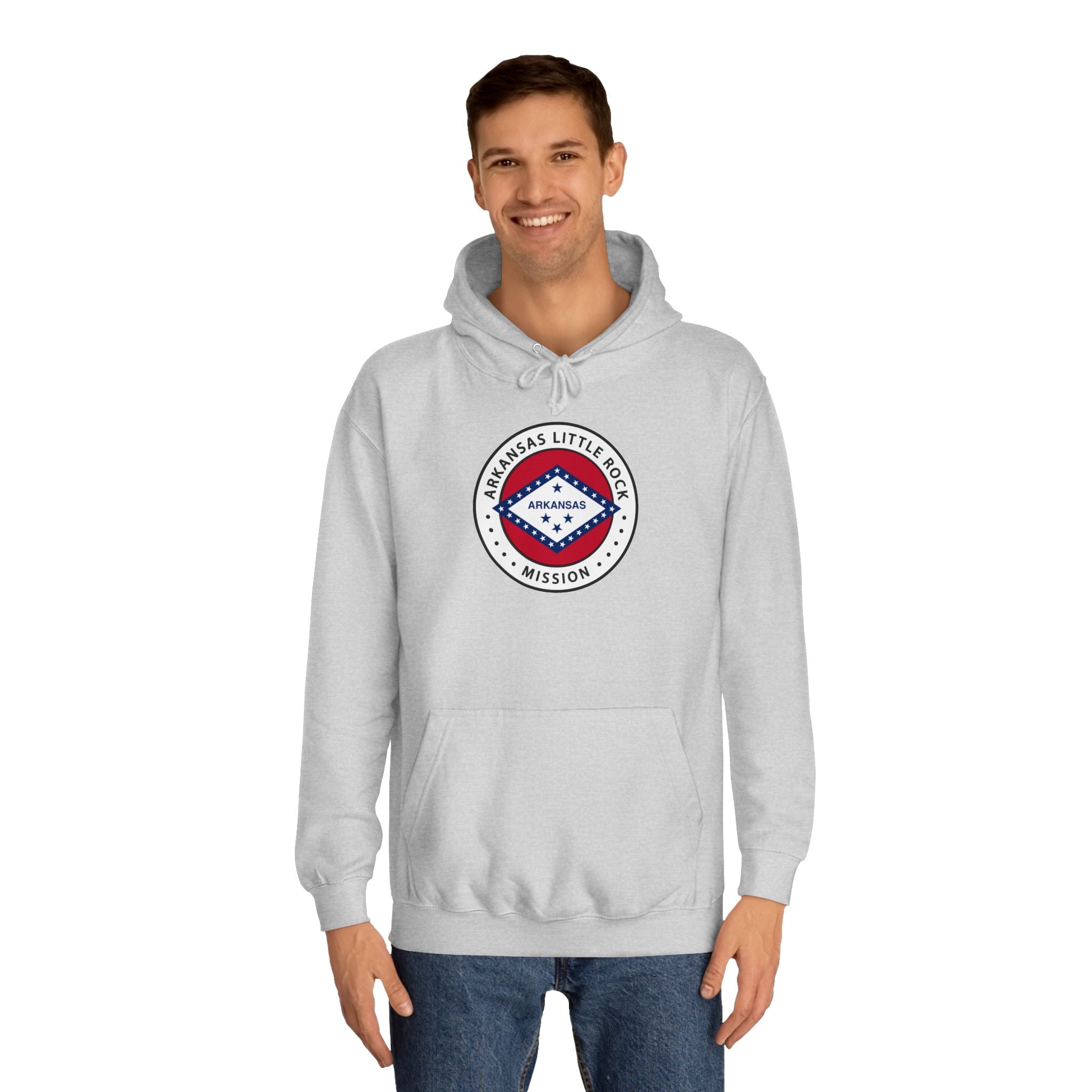 Arkansas Little Rock Mission State Flag Logo (White Border) College Hoodie - Mission Wishlist - LDS Missionary Gift Store