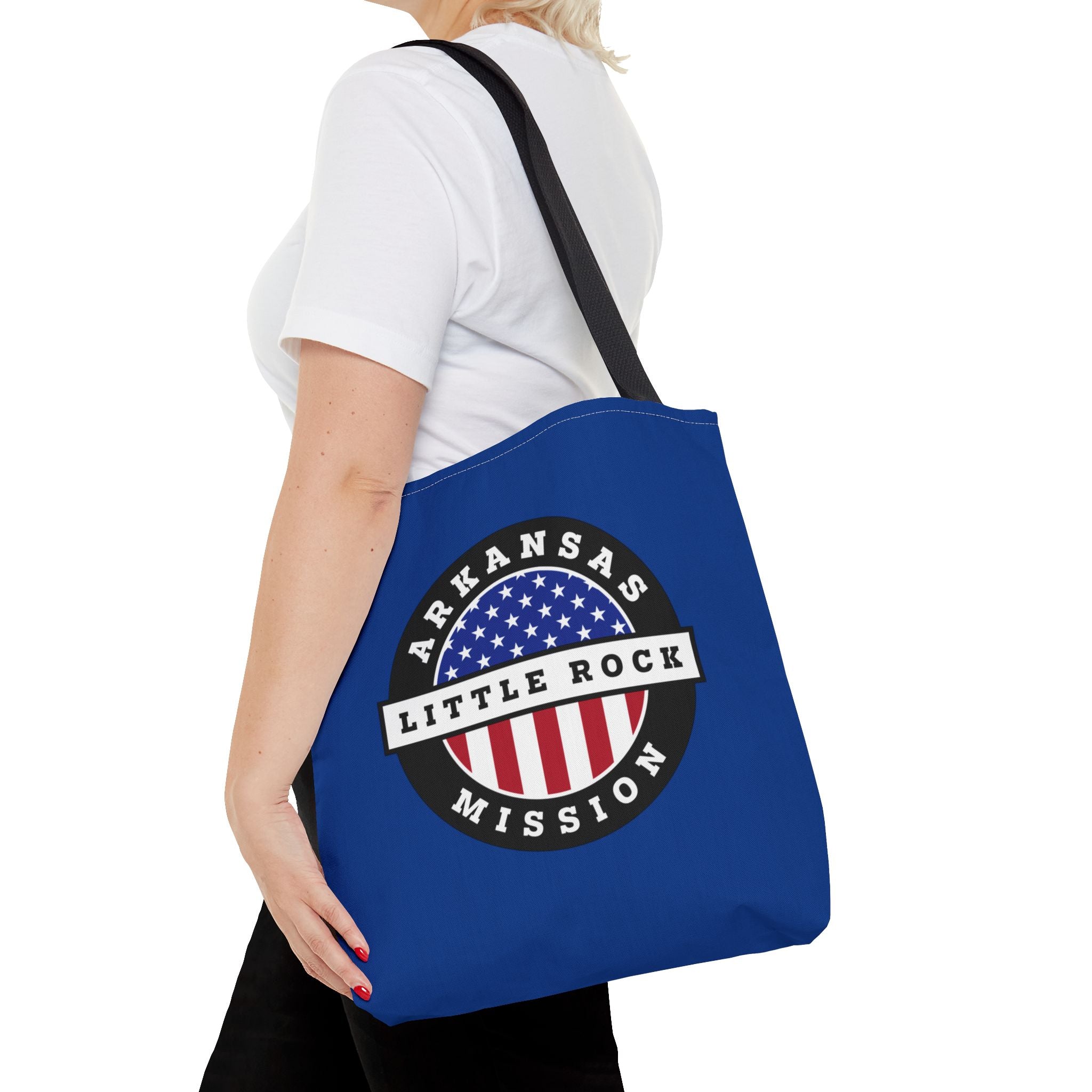 Arkansas Little Rock Mission USA Flag Logo Tote Bag Blue - Mission Wishlist - LDS Missionary Gift Store