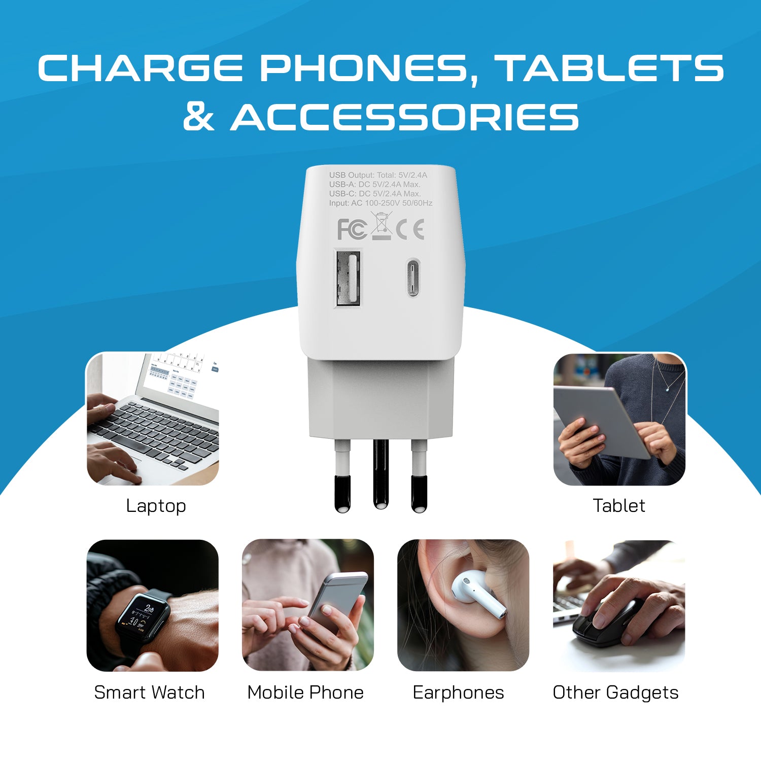 Switzerland Travel Adapter Plug Combo - Type J, C | USB-A + USB-C – Swiss Combo (CTU-9C-11A)