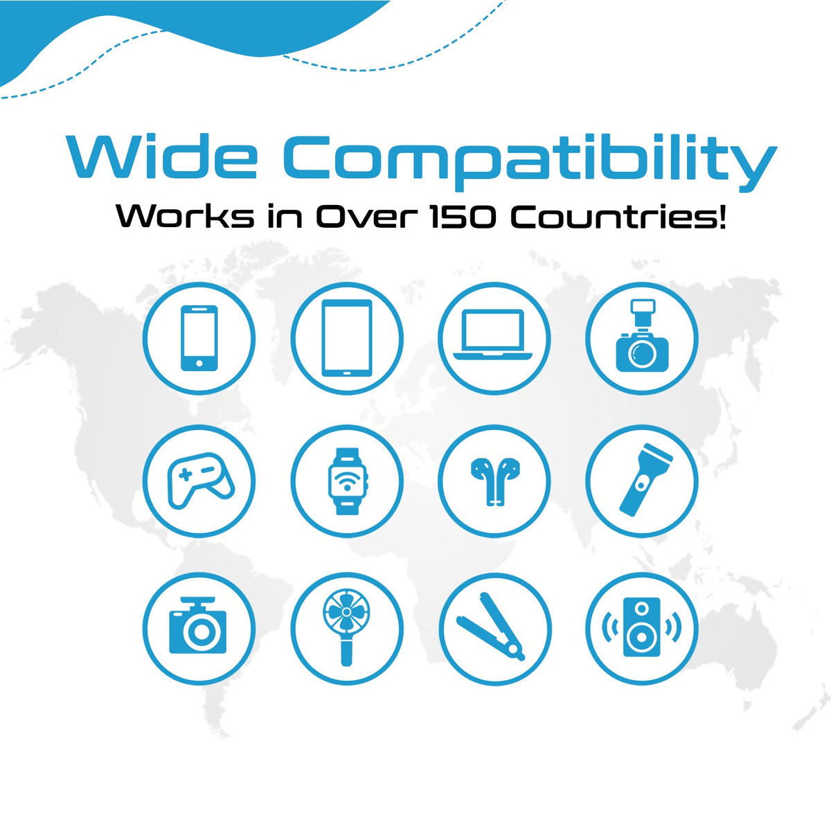 65W World Travel Adapter 3 USB Ports PD 3.0 Ultra Compact Charger (NANFUSE-WS)