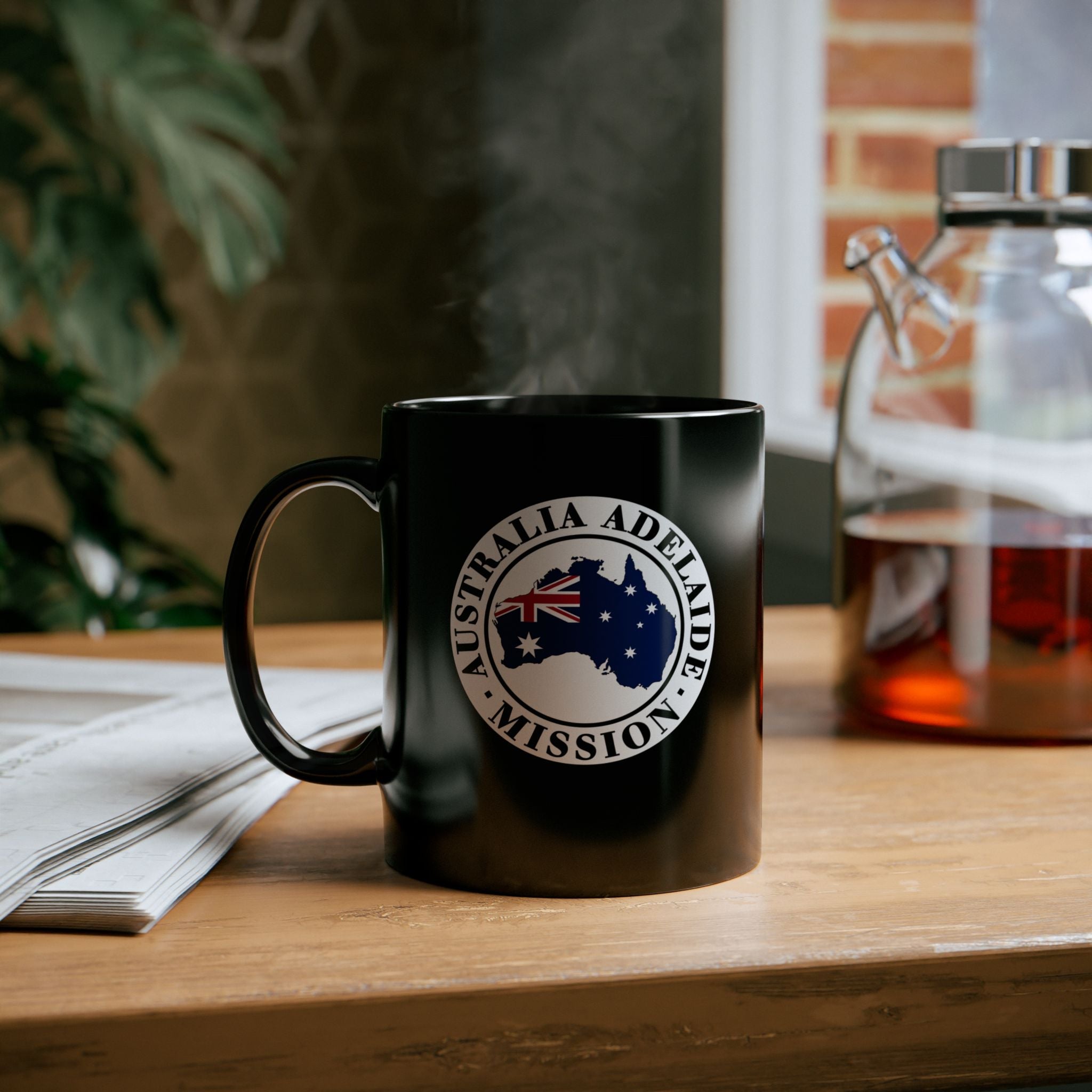 Australia Adelaide Mission Circular Flag Black Ceramic Mug - Mission Wishlist - LDS Missionary Gift Store