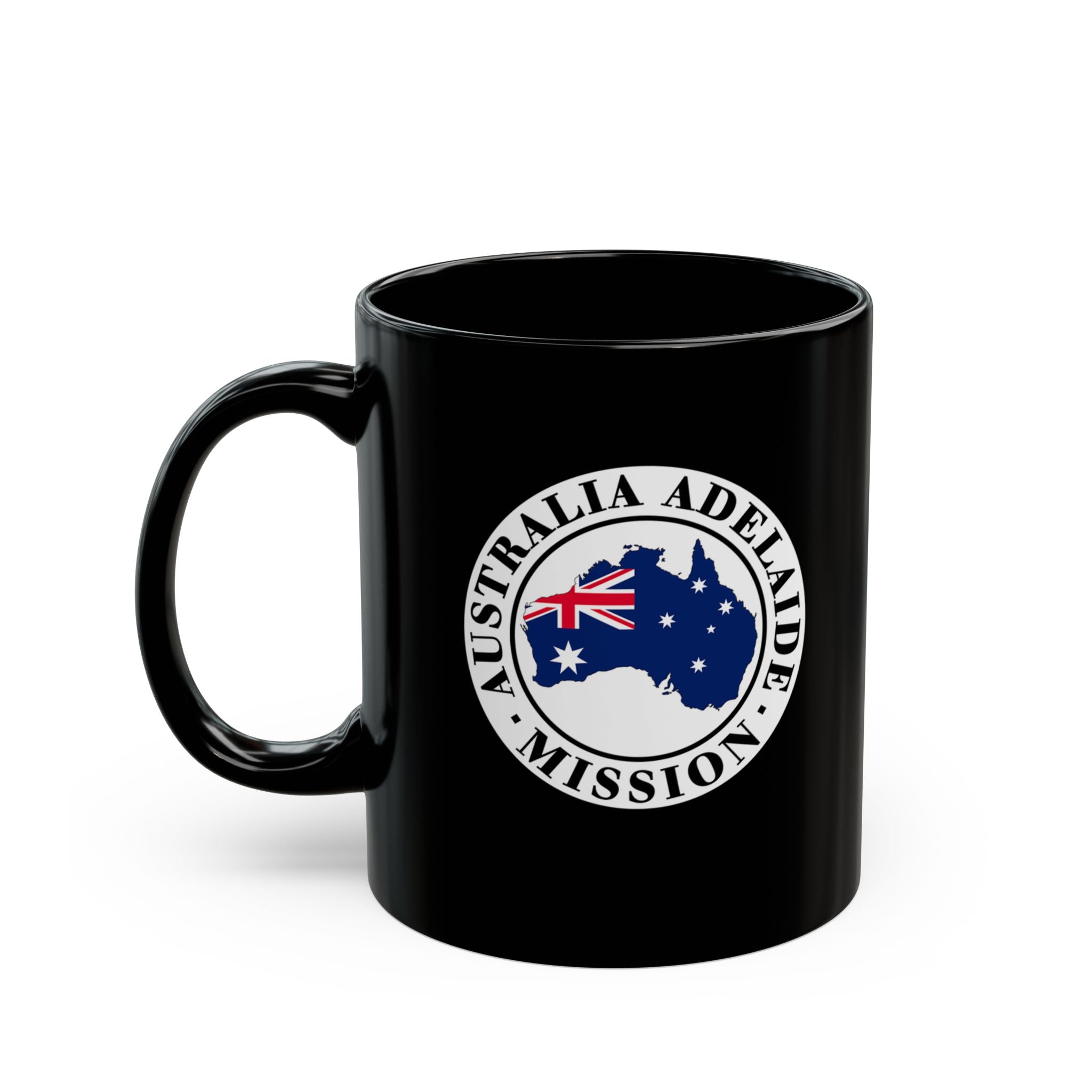 Australia Adelaide Mission Circular Flag Black Ceramic Mug - Mission Wishlist - LDS Missionary Gift Store