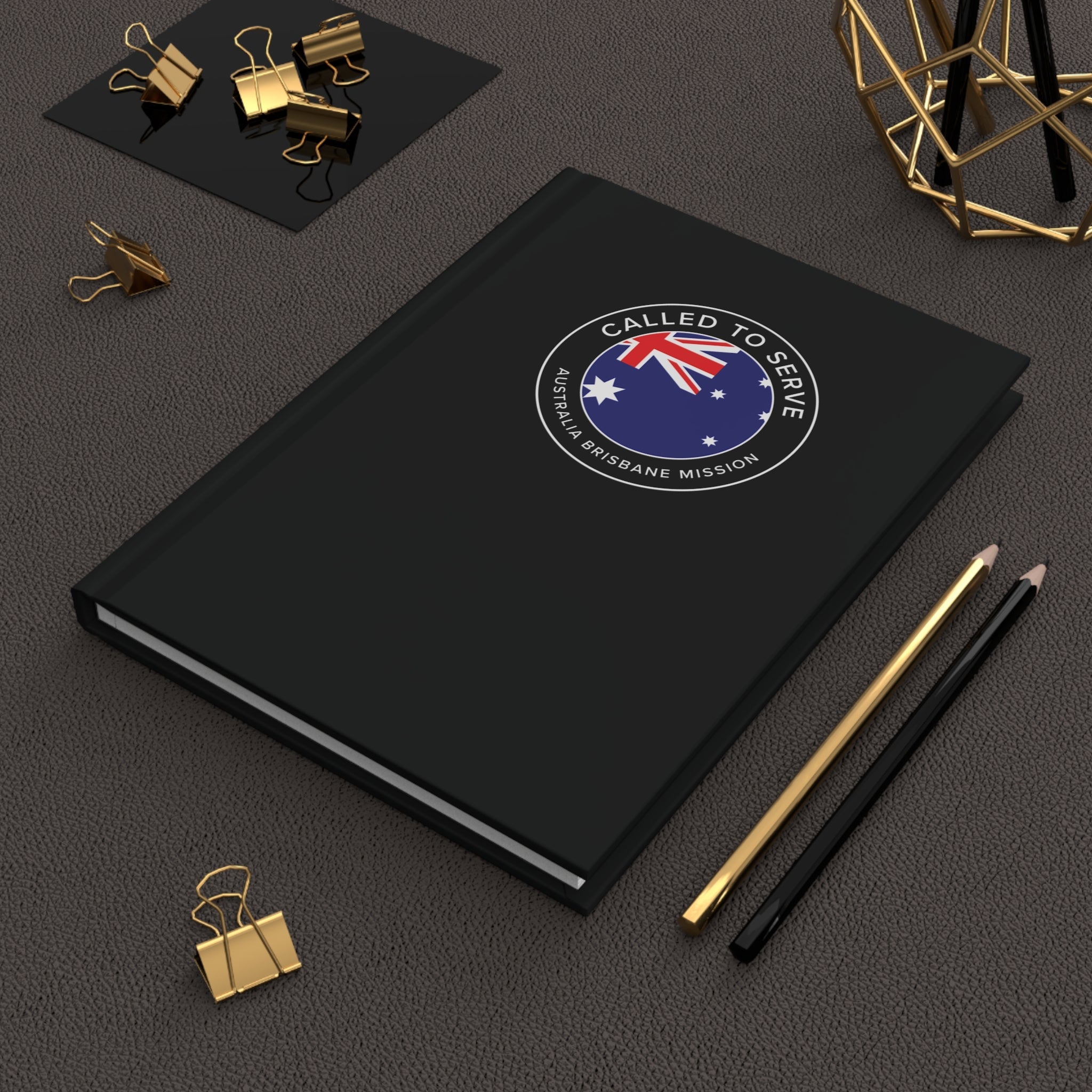 Australia Brisbane Mission Circle Flag Called to Serve Black Hardcover Journal Matte - Latter-Day Saint LDS Missionary Gift - Book of Mormon