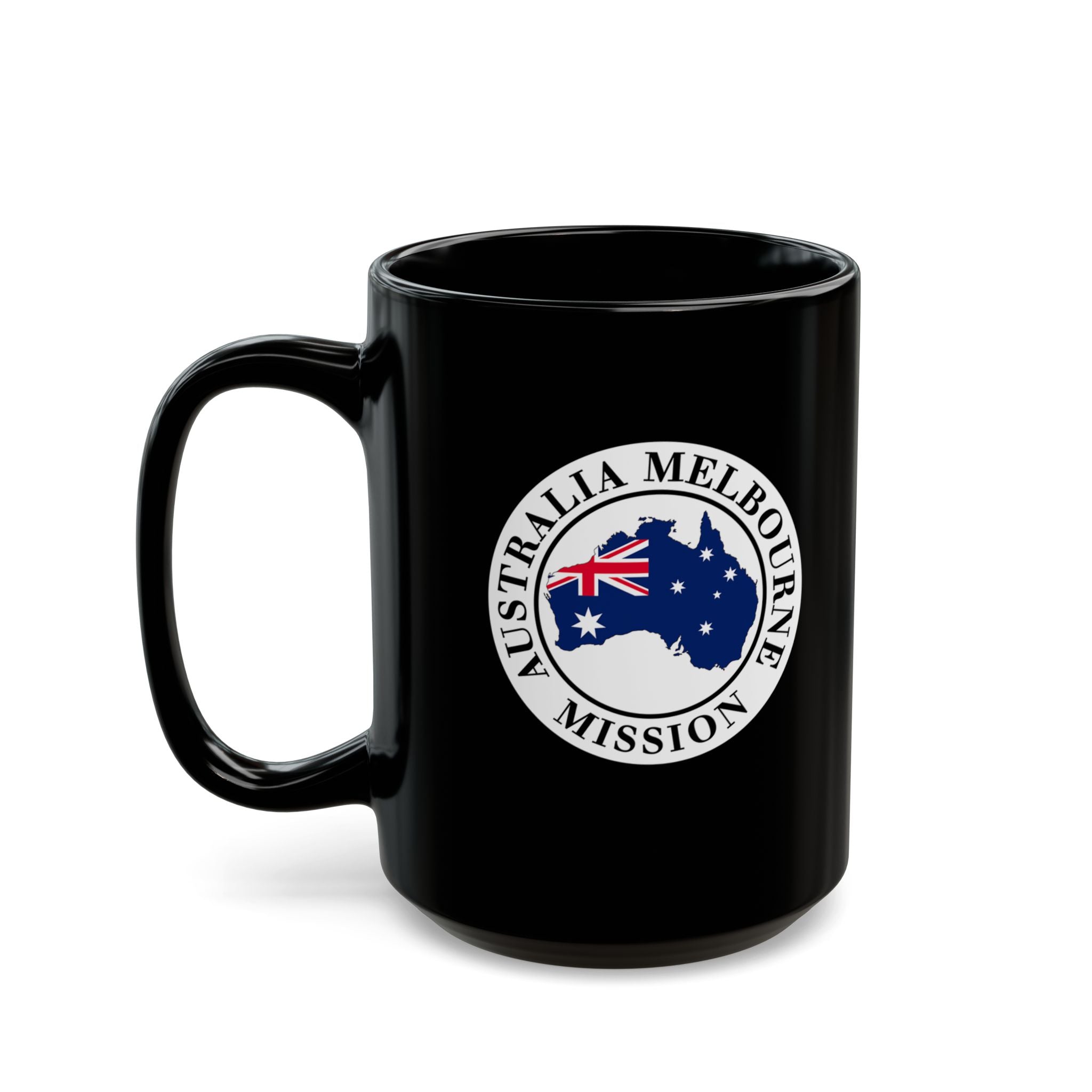 Australia Melbourne Mission Circular Flag Black Ceramic Mug - Mission Wishlist - LDS Missionary Gift Store
