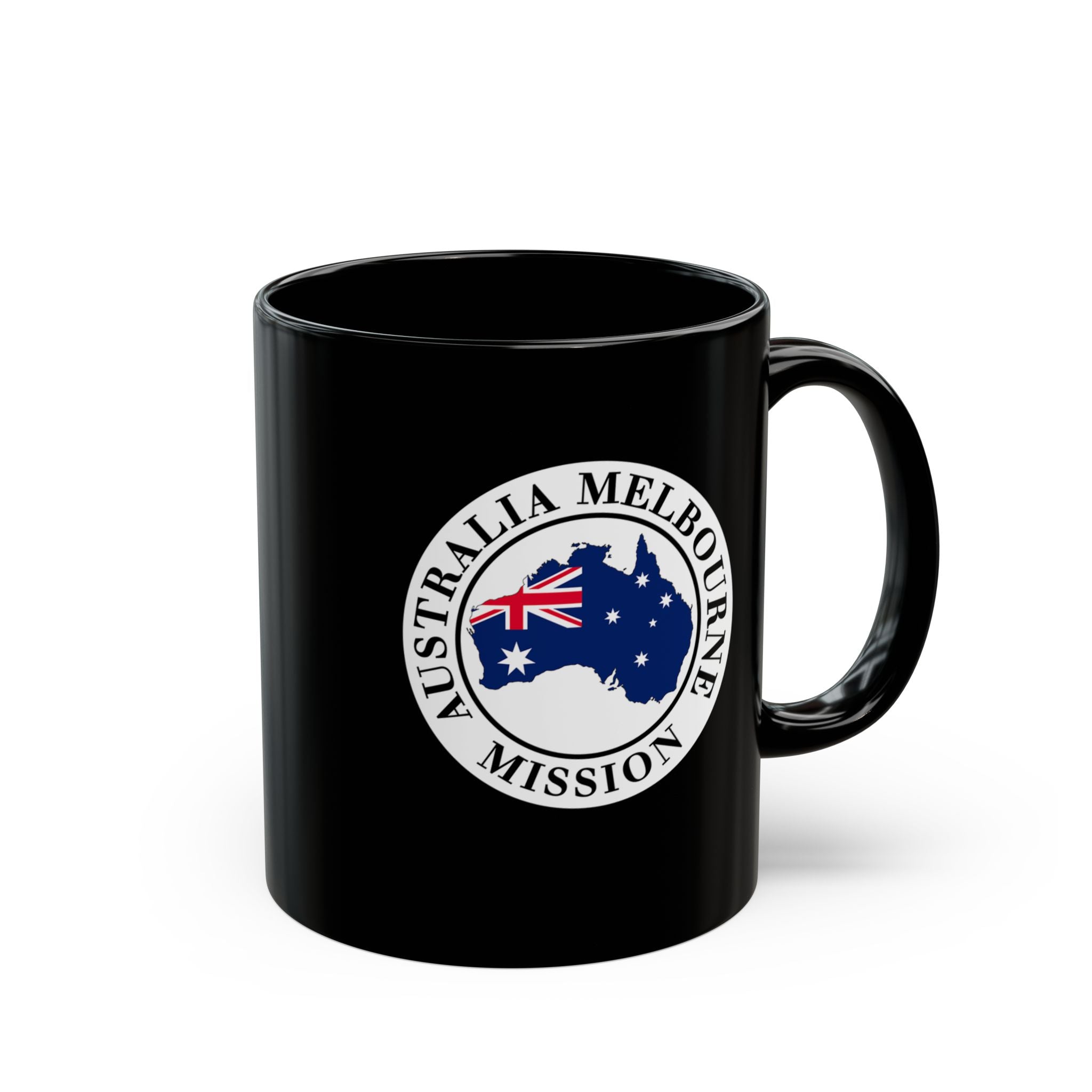 Australia Melbourne Mission Circular Flag Black Ceramic Mug - Mission Wishlist - LDS Missionary Gift Store