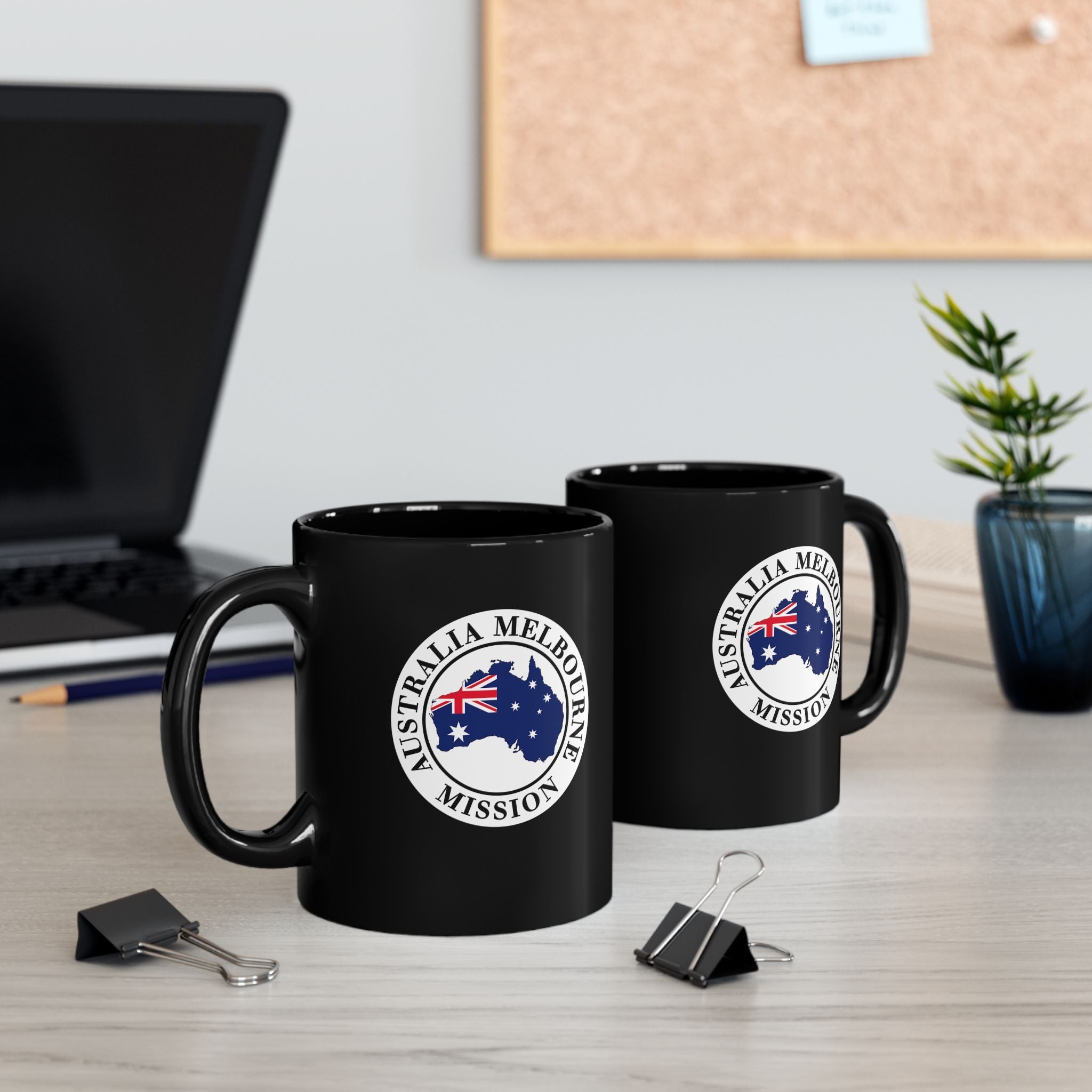 Australia Melbourne Mission Circular Flag Black Ceramic Mug - Mission Wishlist - LDS Missionary Gift Store