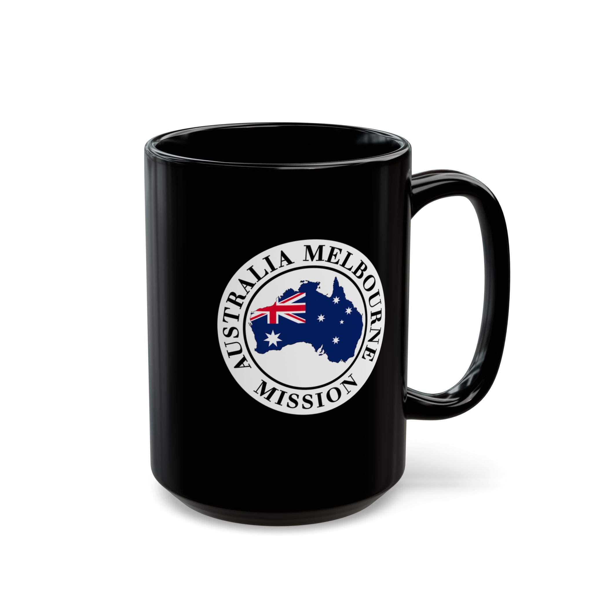 Australia Melbourne Mission Circular Flag Black Ceramic Mug - Mission Wishlist - LDS Missionary Gift Store