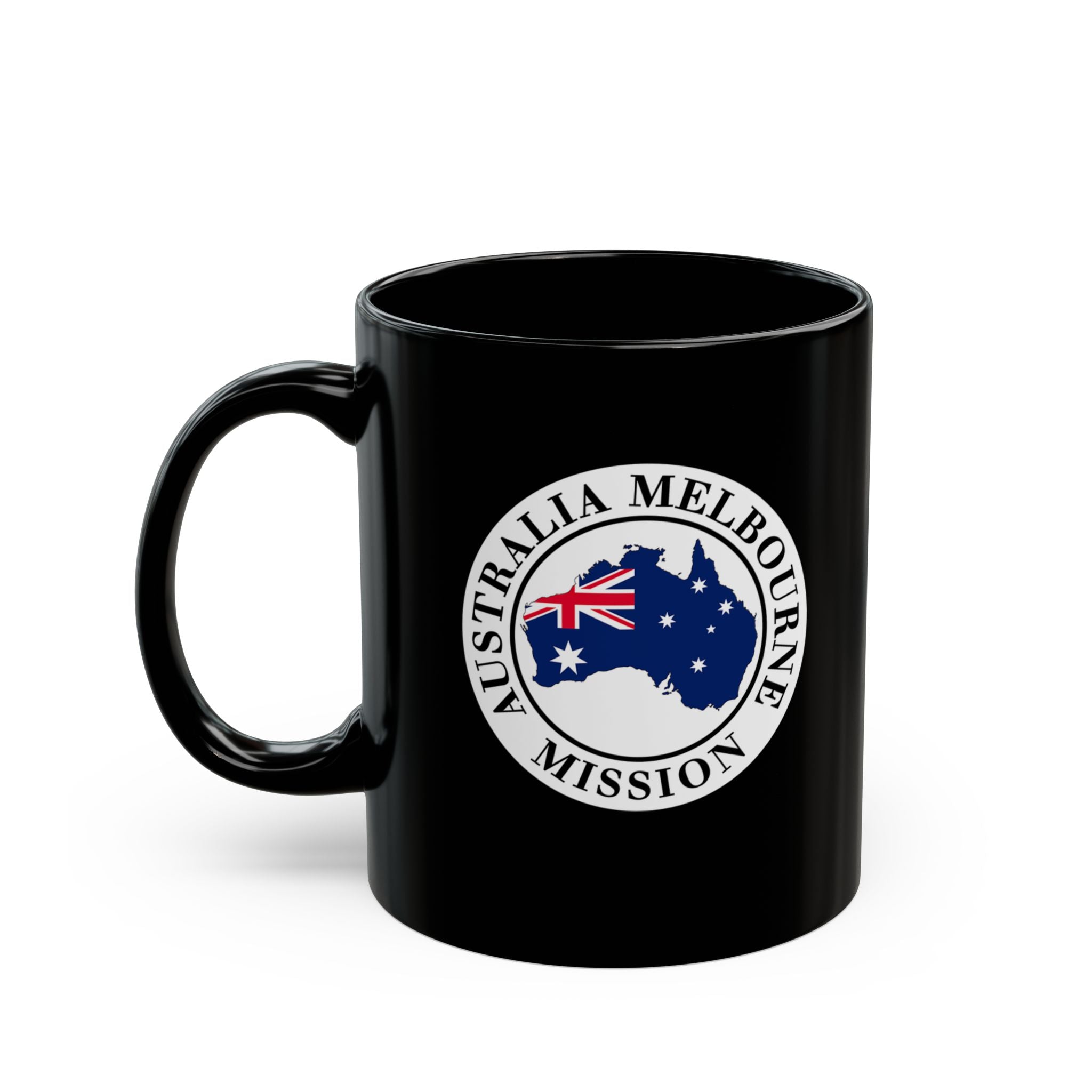 Australia Melbourne Mission Circular Flag Black Ceramic Mug - Mission Wishlist - LDS Missionary Gift Store